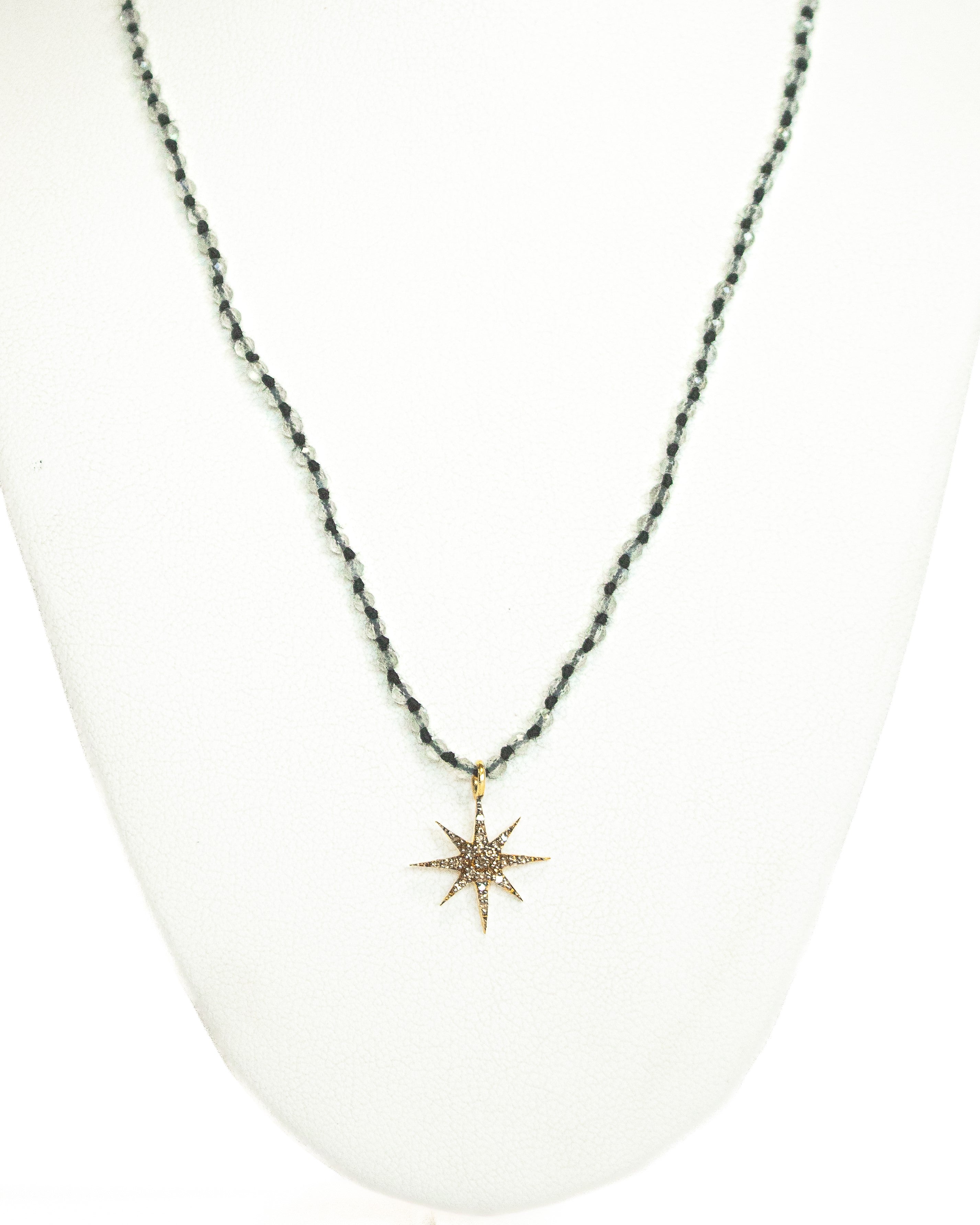 Labradorite & Diamond North Star Necklace by Art Of Ceremony - Elegant Healing Crystal Jewelry for Women, Spiritual Protection & Positive Energy - Perfect for Meditation, Yoga, Gifts & Special Occasions