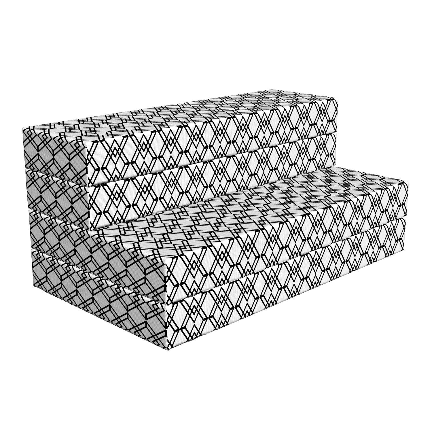 Ambesonne Black and White Foldable Mattress - Interlace Squares Design - 78.7
