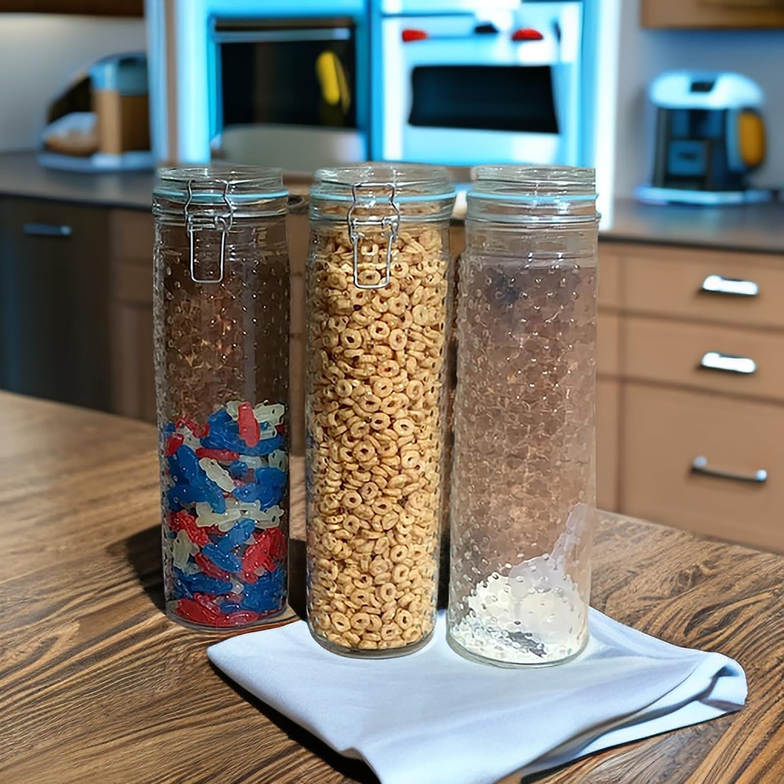 Yesland 2-Pack 60oz Glass Food Storage Jars with Airtight Lids - Large Pasta & Spaghetti Containers - Kitchen Canning Jars for Cereal, Sugar, Beans & Spices - Perfect for Pantry Organization & Meal Prep Storage
