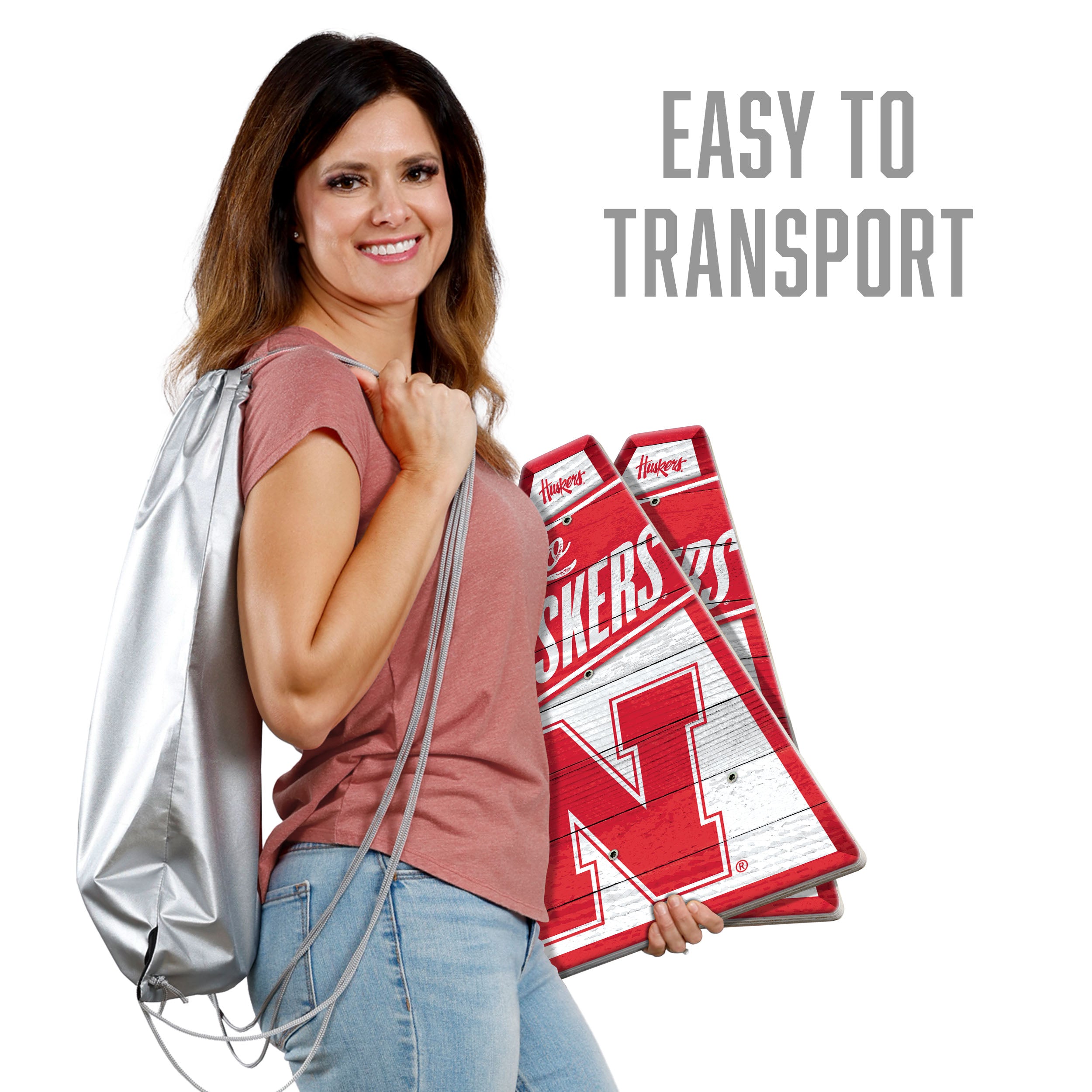 Nebraska Huskers Ring Bag Game - Official Team Logo Cornhole Set for Tailgating, Backyard Parties & College Sports Fans