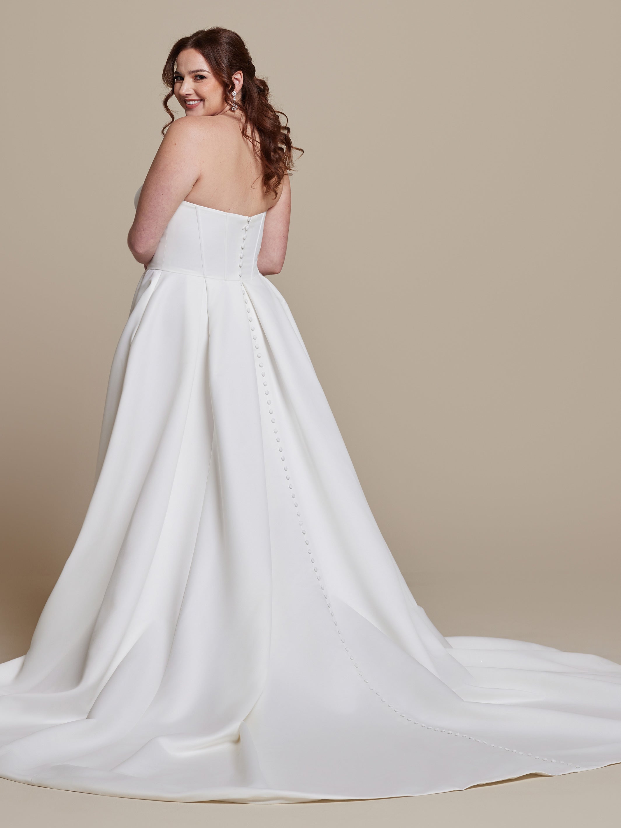 Lyra Satin Wedding Dress with Pockets - Elegant A-Line Bridal Gown for Church Ceremony & Outdoor Photography