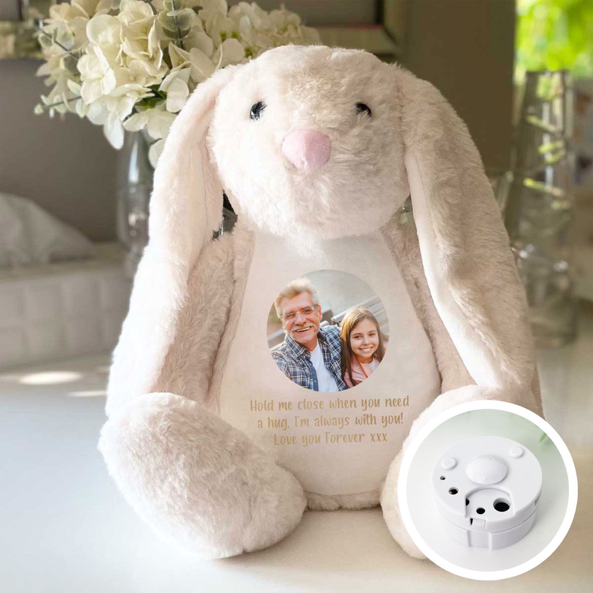 Personalized Photo Record Voice Keepsake Memory Bunny Plush Toy - Perfect Baby Shower Gift, First Birthday Present & Cherished Keepsake for Kids (Cream) | Nursery Decor, Bedtime Companion & Emotional Comfort Gift