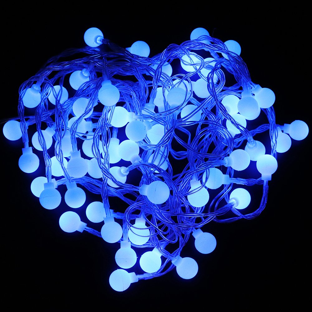 XUNATA 31ft Solar LED String Lights - 50 Waterproof White Ball Lights for Indoor Outdoor Decor, Garden, Patio, Party & Holiday Lighting (Blue) | Perfect for Backyard, Wedding, Christmas & Landscape Decoration