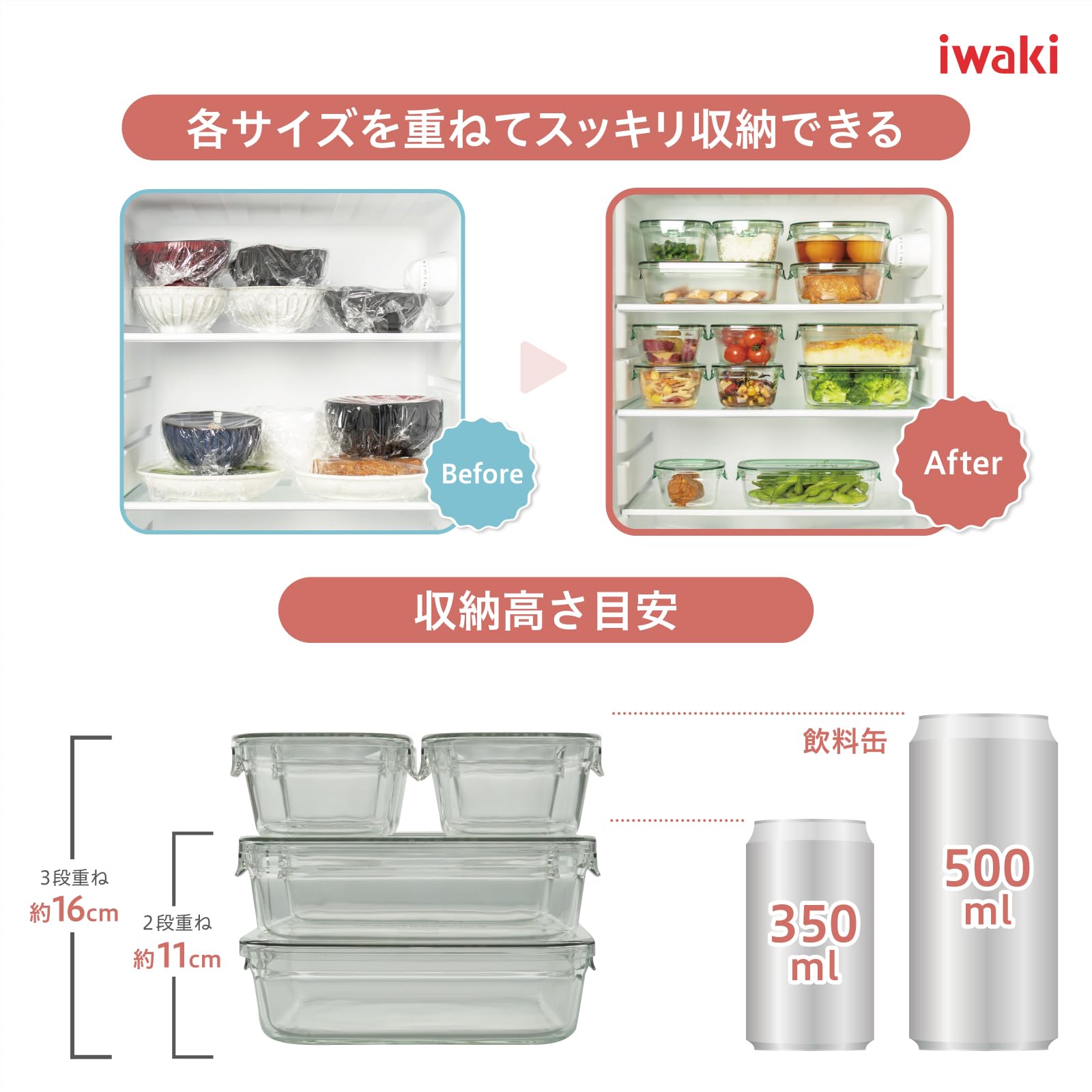 iwaki PC-PRN4G42 Heat Resistant Glass Food Storage Container Set - Olive Green, Microwave & Freezer Safe, Perfect for Meal Prep, Leftovers & Pantry Organization (Mini Pack & Range System)