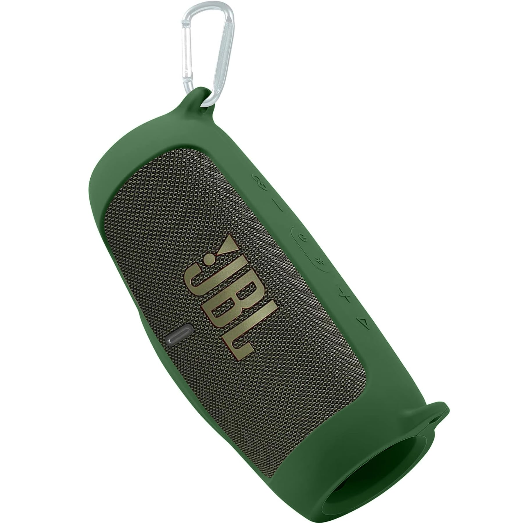 JBL Charge 5 Waterproof Bluetooth Speaker Silicone Protective Cover Case - Shockproof Skin with Carabiner Clip for Travel, Outdoor, Beach & Pool Use (Green)
