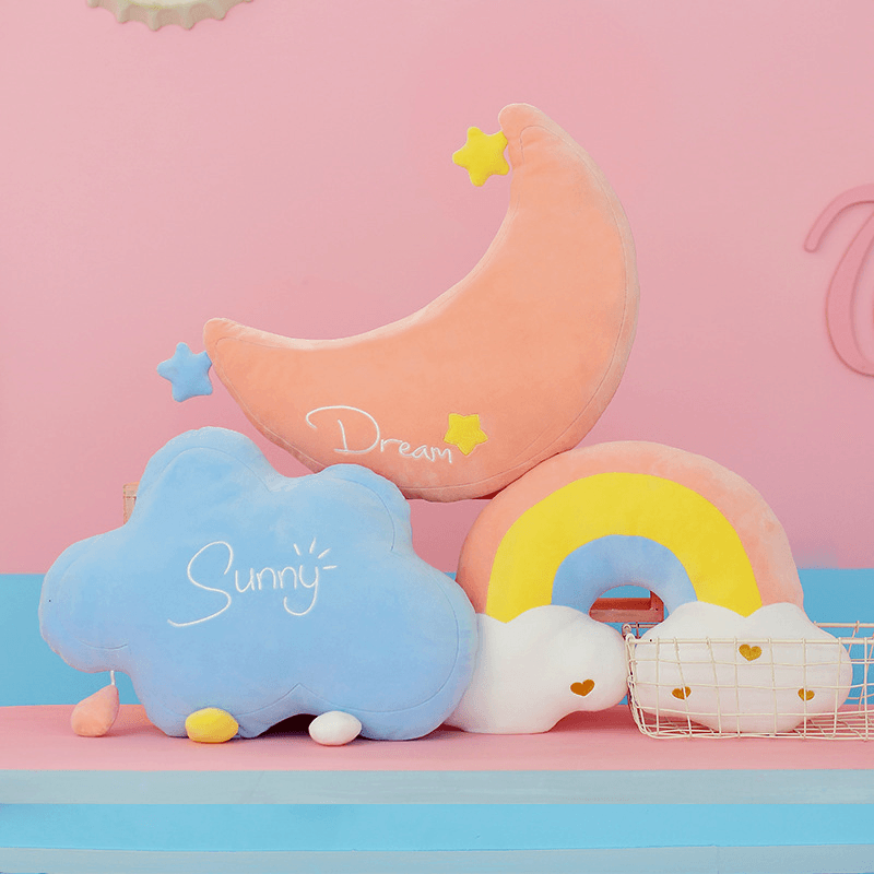 Soft Rainbow Plush Pillow - Cute & Comfortable Hugging Pillow for Kids & Adults - Perfect for Bedroom Decor, Gifts, and Cozy Nap Time