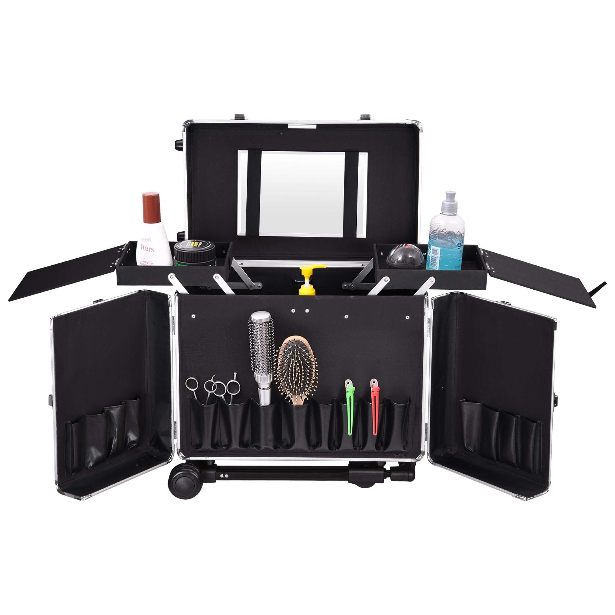 BYOOTIQUE Professional Barber Clipper Trimmer Kit - Portable Rolling Hair Stylist Tool Box with Train Case Key - Perfect for Mobile Salon, Home Haircuts & Barber Training