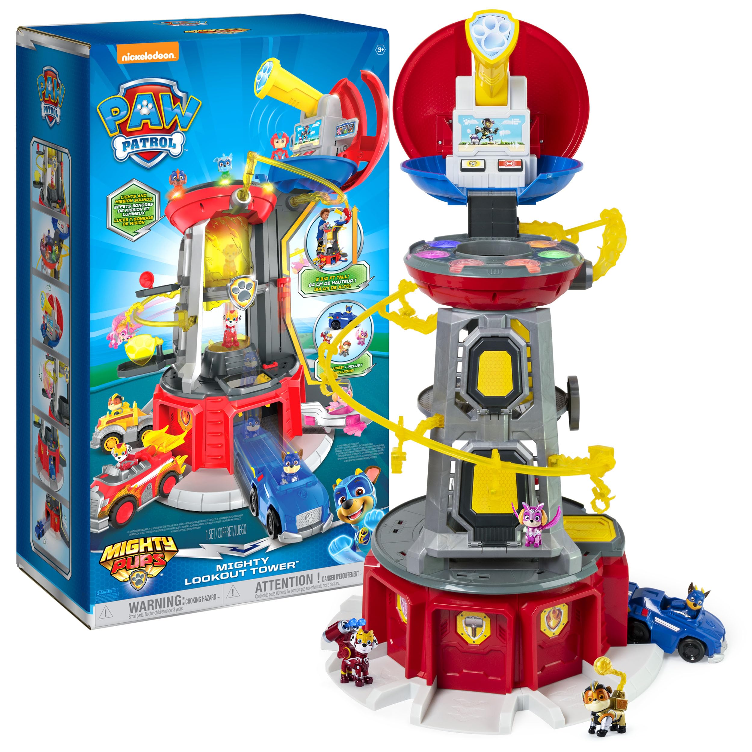 **Paw Patrol Mighty Lookout Tower Playset with 4 Exclusive Action Figures, Toy Car, Lights & Sounds – Amazon Exclusive Toy for Kids Ages 3+ | Interactive Adventure Playset for Imaginative Play**