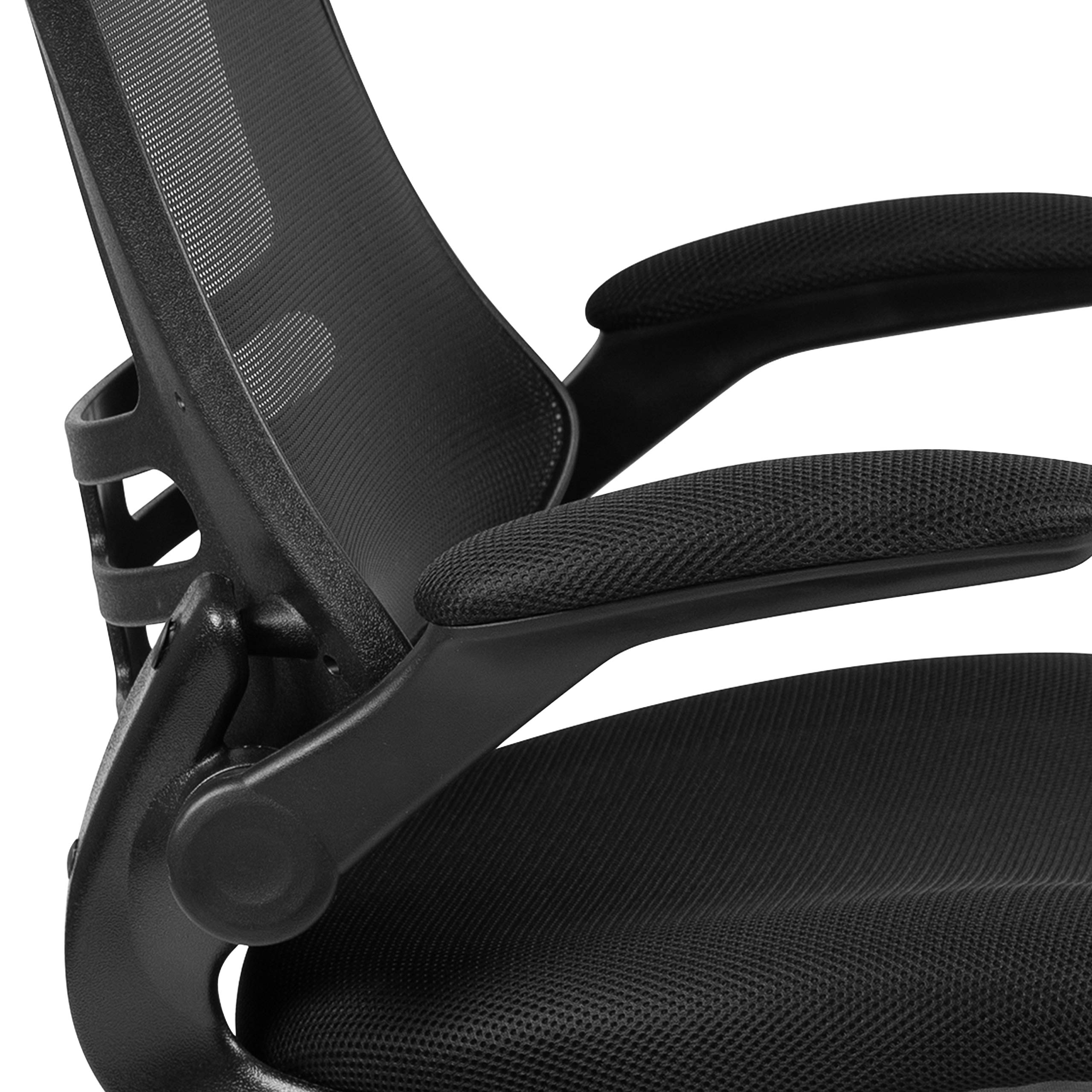Flash Furniture Set of 8 Mid-Back Swivel Ergonomic Office Chairs with Flip-Up Arms, Black Mesh - Perfect for Home Office, Conference Rooms & Workspaces