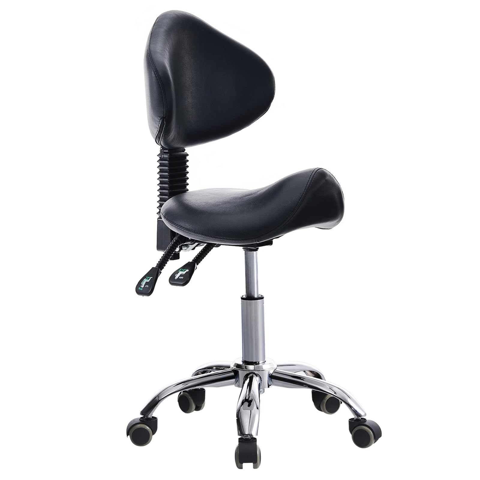 Ergonomic Rolling Saddle Stool with Wheels - Adjustable Hydraulic Stool for Lash, Nail Art, Tattoo, Dentist, Clinic, Salon & Spa - Perfect for Massage, Facial, Office & Home Use (Black)