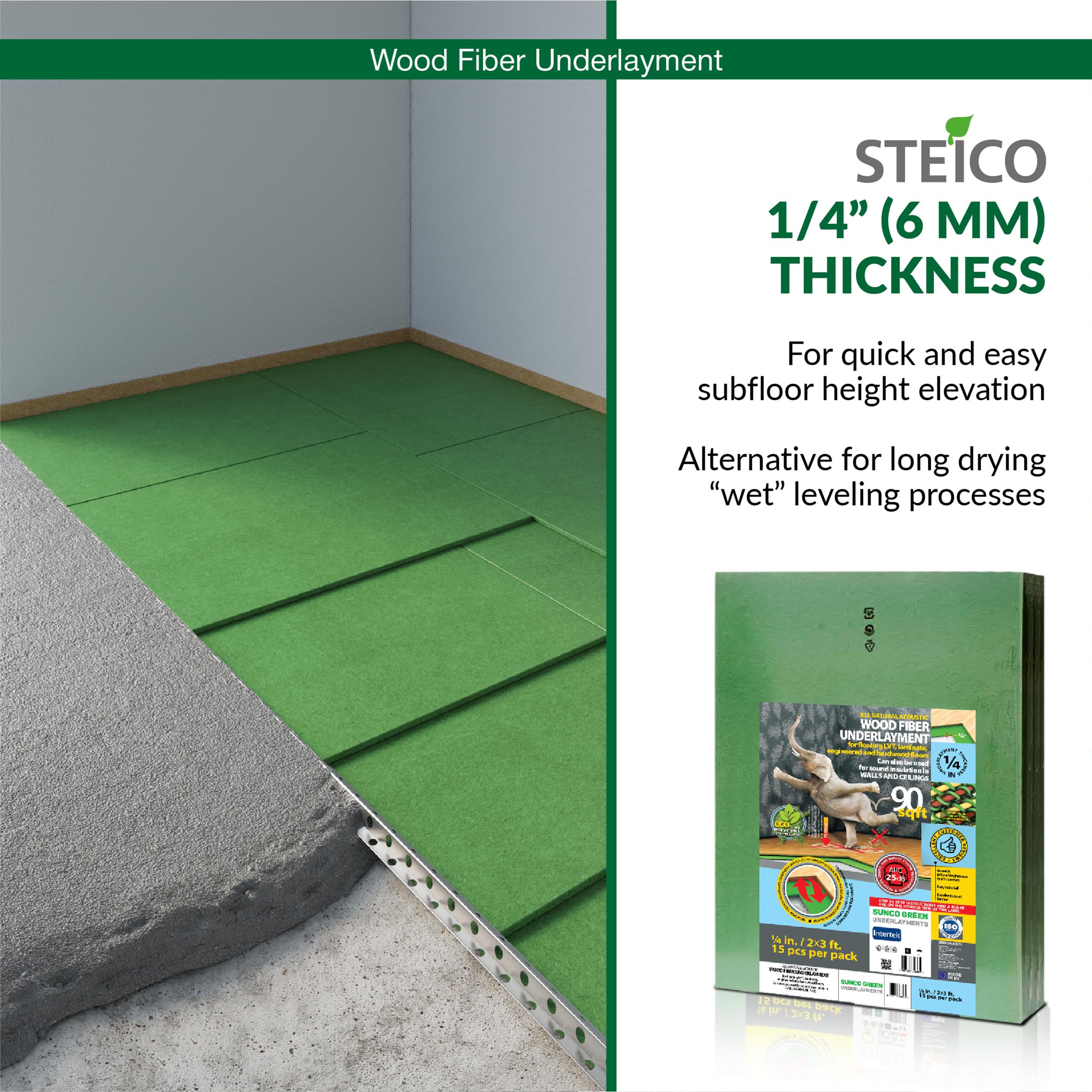Premium 6mm (1/4 Inch) Wood Fiber Flooring Underlayment - 180 Sq Ft Roll | Natural Soundproofing & Insulation for Laminate, Vinyl, LVT, LVP, Hardwood Floors | Ideal for Home, Office & Commercial Flooring Installation