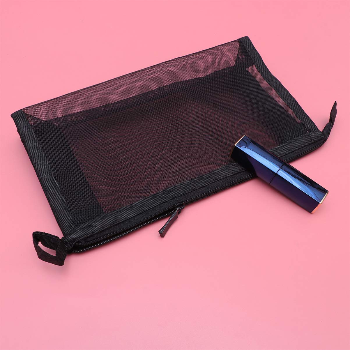 NUOBESTY 2 Pack Clear Mesh Makeup Bags for Travel - Waterproof Cosmetic & Toiletry Organizer - Portable Travel Essentials for Women, Gym, Vacation & Daily Use