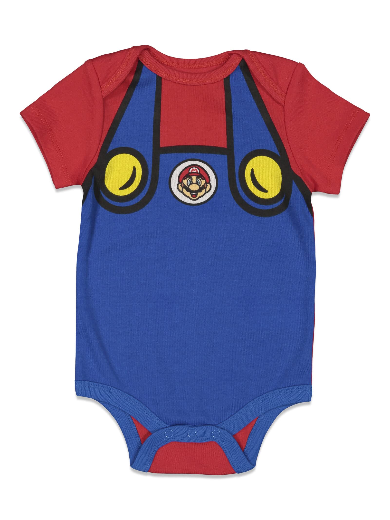 Super Mario & Luigi Baby Costume Set - Short Sleeve Bodysuit with Hat for Infants to Toddlers | Nintendo Character Outfit for Halloween, Cosplay & Birthday Parties