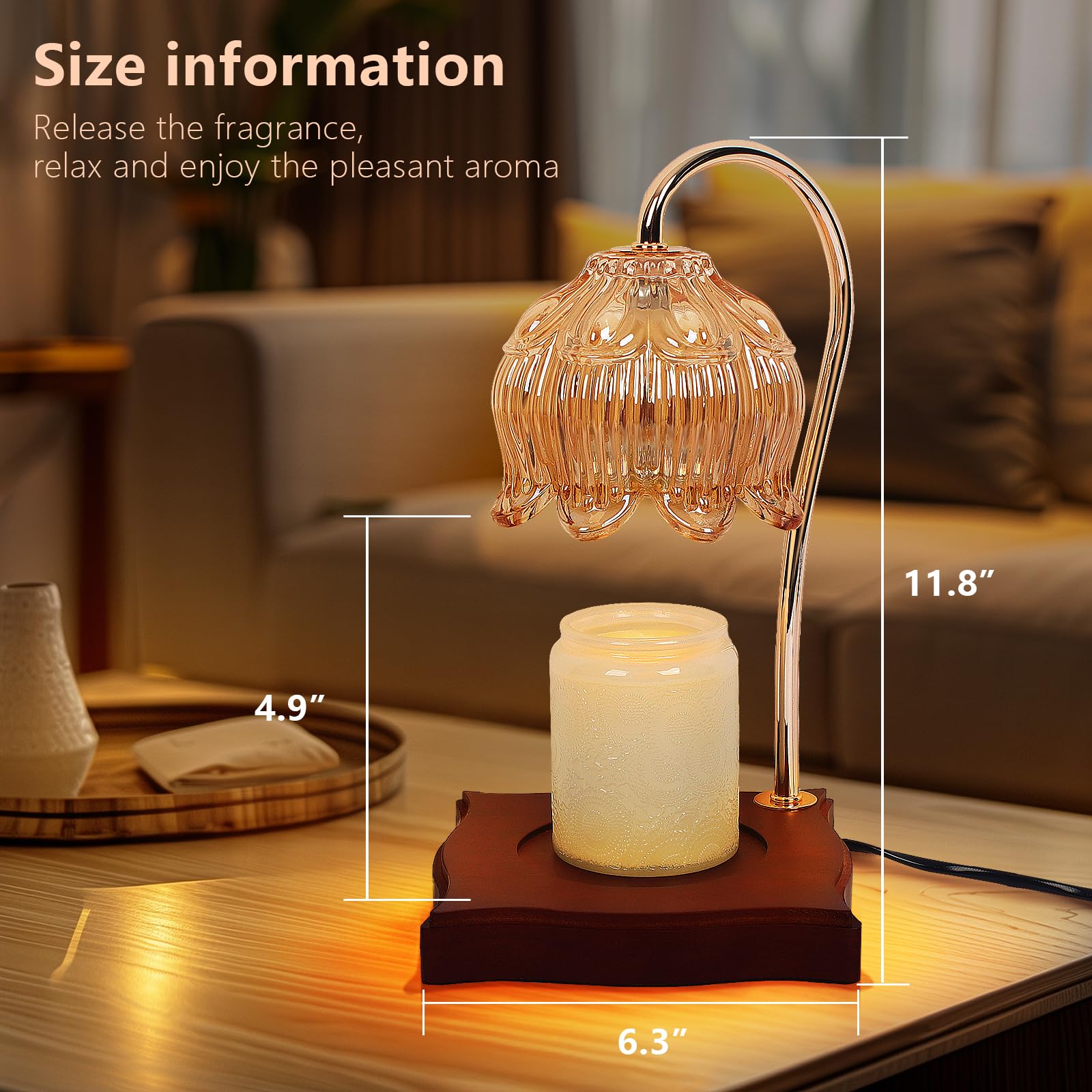 Electric Candle Warmer Lamp with Timer & Dimmer - Safe Jar Candle Wax Melter for Home Decor, Romantic Ambiance & Gifts for Women - Perfect for Bedroom, Bathroom, Living Room & Spa Relaxation