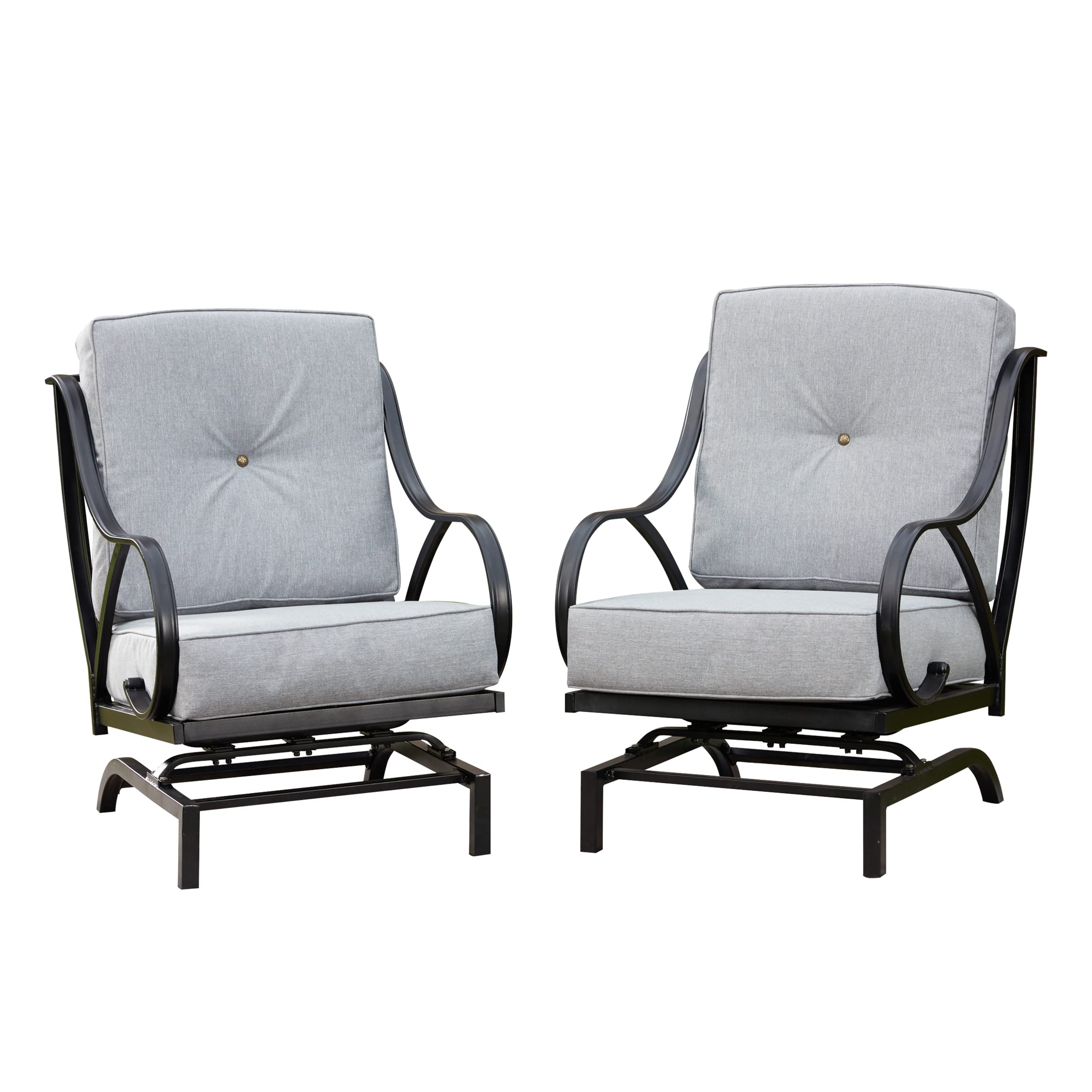 LOKATSE HOME 2-Piece Outdoor Patio Dining Chairs Set - Grey Metal Bistro Chairs with Cushions for Garden, Balcony, and Backyard Relaxation