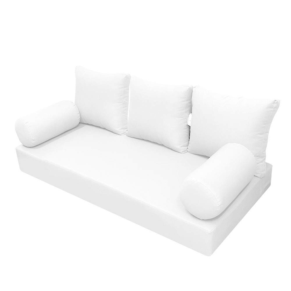 Prolinemax Style3 Full Size 6-Piece Knife Edge Outdoor Daybed Mattress Cushion Set with Bolster Pillows - Waterproof & Durable Patio Furniture Cushions for Poolside, Garden, and Backyard Lounging AD106