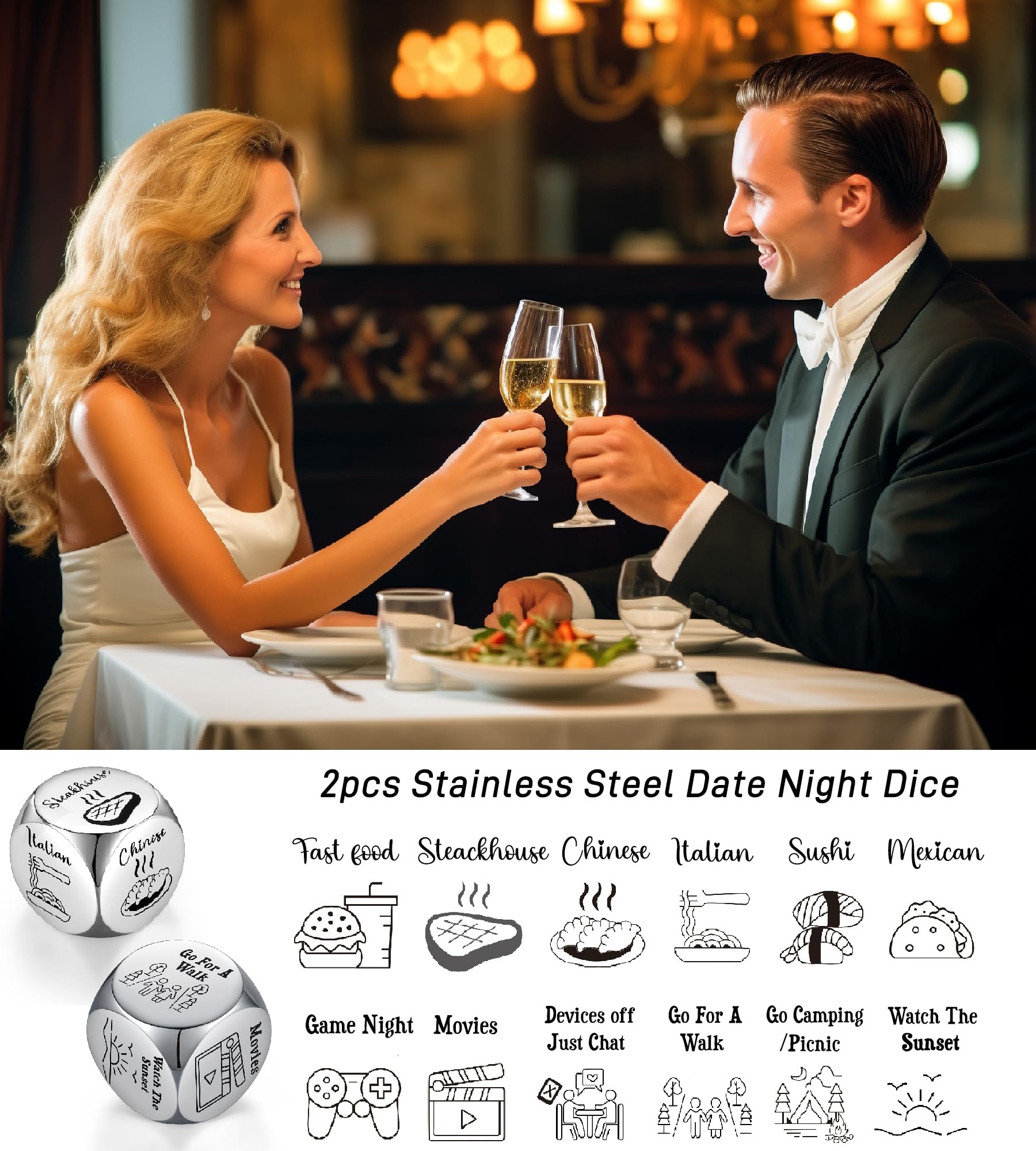 Funny Food Decision Dice Game - Stocking Stuffers for Men & Women, White Elephant Gifts for Adults, Couples Games for Date Night, Anniversary & Birthday Gifts for Him/Her - Perfect for Family Game Nights & Party Icebreakers