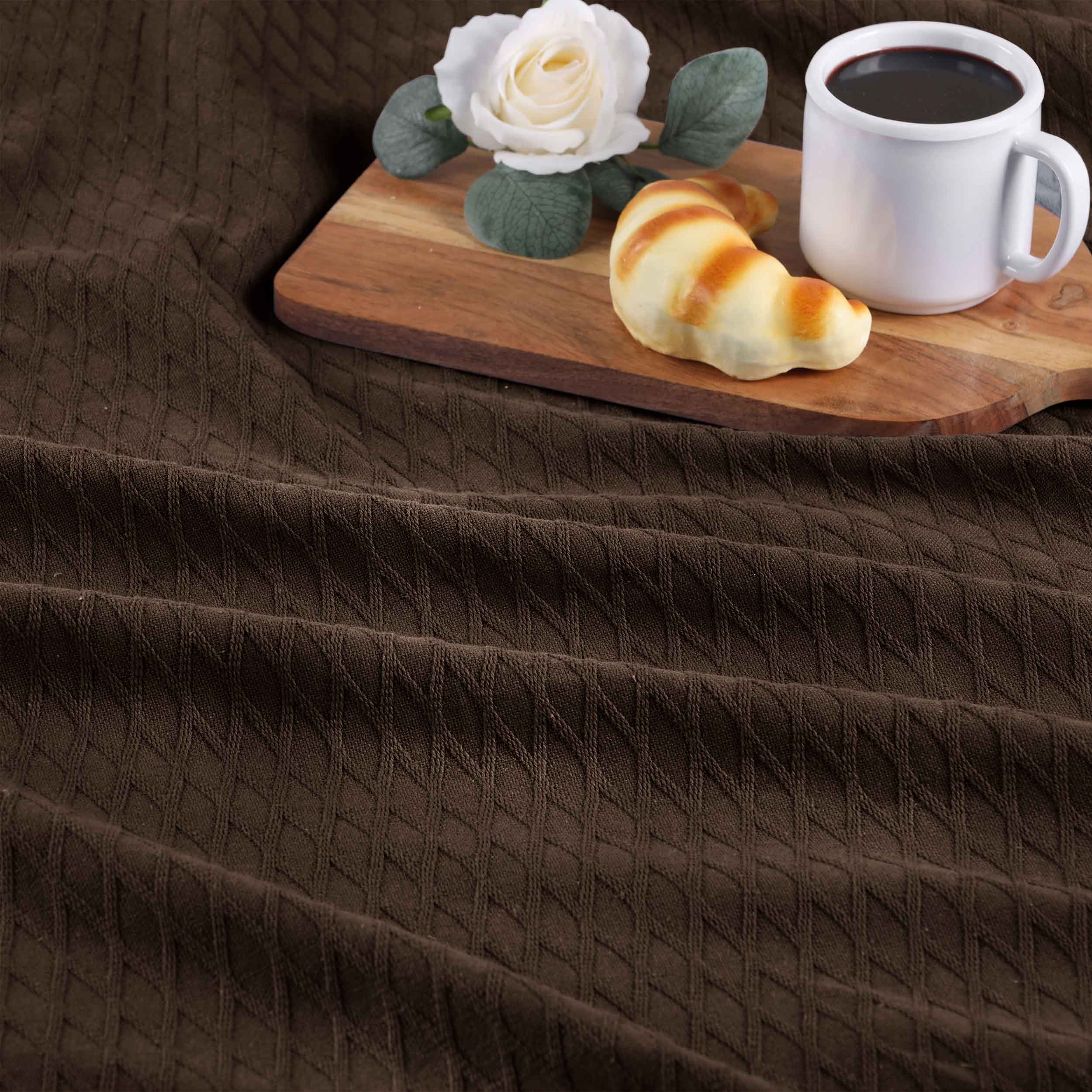 Premium Cotton All-Season Diamond Pattern Bed Blanket & Sofa Throw - Soft Cozy Blanket for Bedroom, Living Room, and Outdoor Use