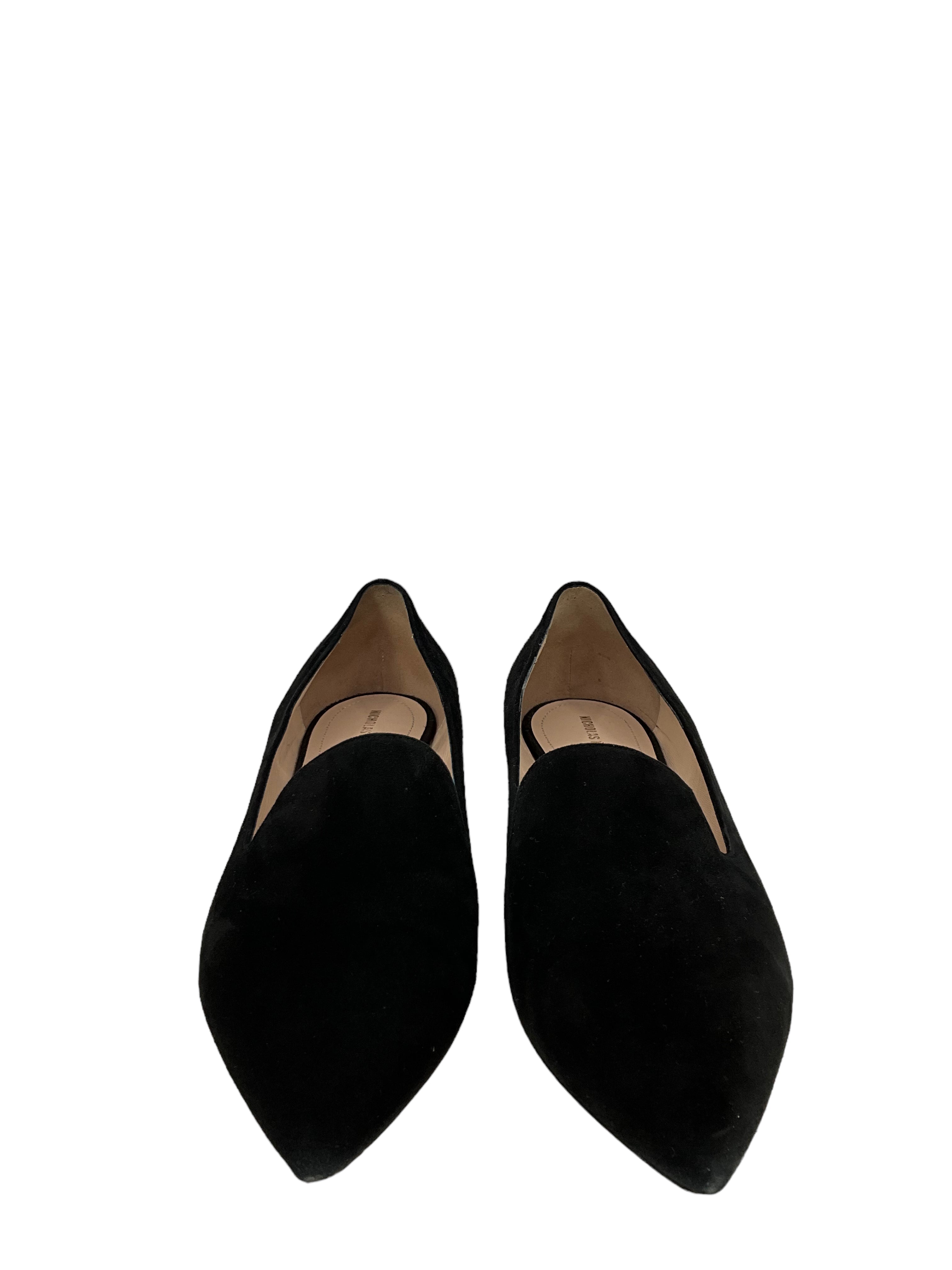 Nicholas Kirkwood Black Suede Pearl Heel Loafers for Women | Size 9 US | Comfortable & Stylish Slip-On Shoes for Office, Party & Special Occasions