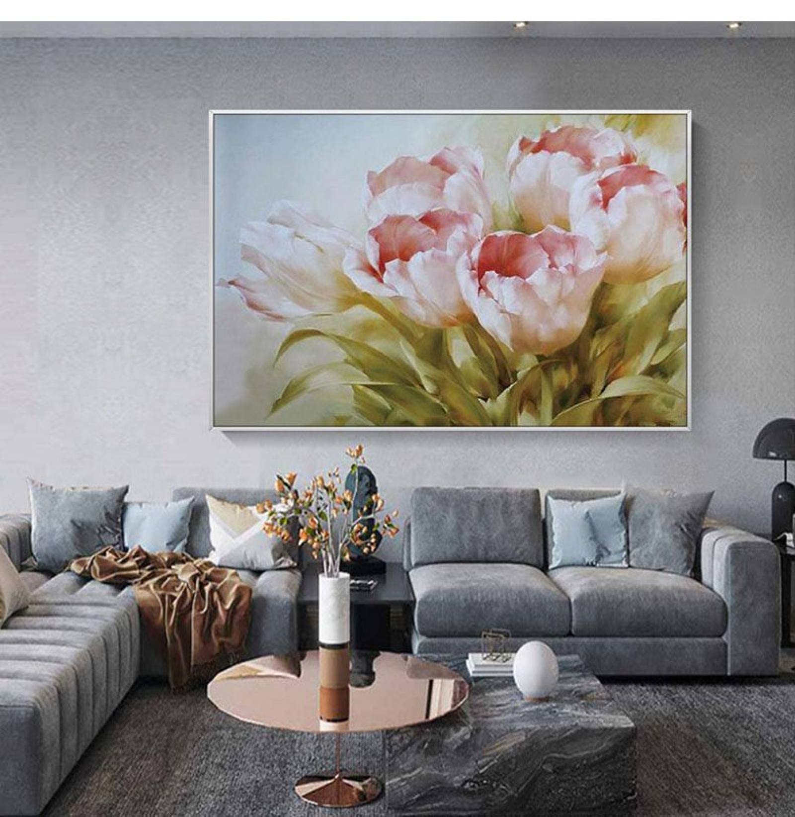 Large Hand Painted Textured Oil Painting on Canvas - Vivid Flower Abstract Landscape Wall Art with Amazing Details (70x100cm/28x40in, Frameless) - Perfect for Living Room, Bedroom & Office Decoration