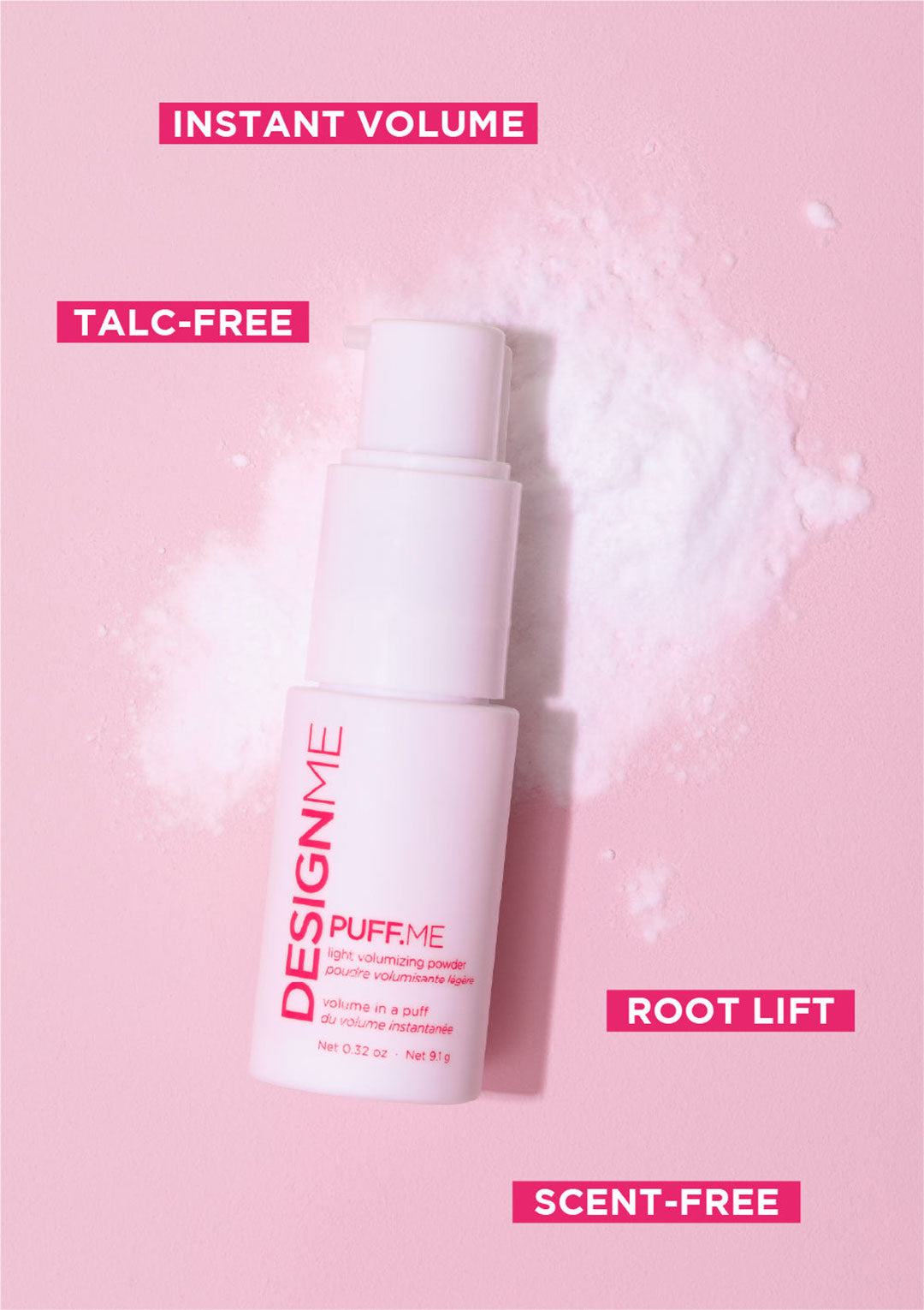 DesignMe Puff.Me Light Volumizing Powder 9.1g - Texturizing Hair Powder for Volume & Lift - Perfect for Fine, Flat Hair & Styling at Home or Salon