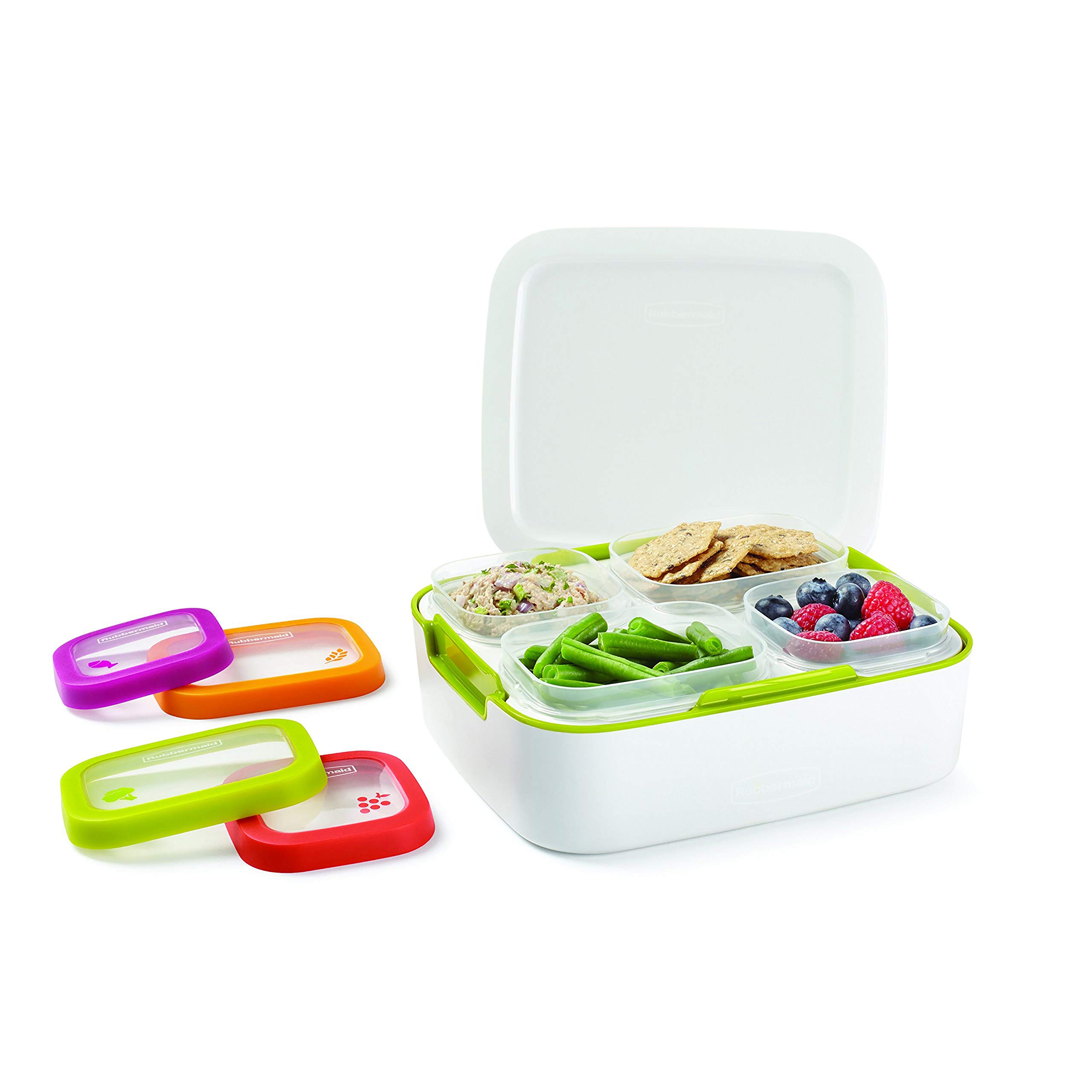 Rubbermaid 11-Piece Bento Box Meal Prep Containers with Lids - Microwave & Dishwasher Safe Food Storage - White & Citron | Perfect for Lunch Boxes, Meal Planning, and Portion Control