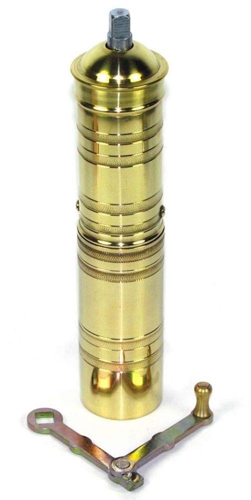 Premium Handmade Heavy-Duty Brass Coffee & Spice Grinder - Adjustable Manual Turkish Greek Arabic Coffee Mill, Espresso Bean & Pepper Grinder with Ergonomic Hand Crank (8.5 Inch) - Perfect for Home Kitchen, Camping & Gifts