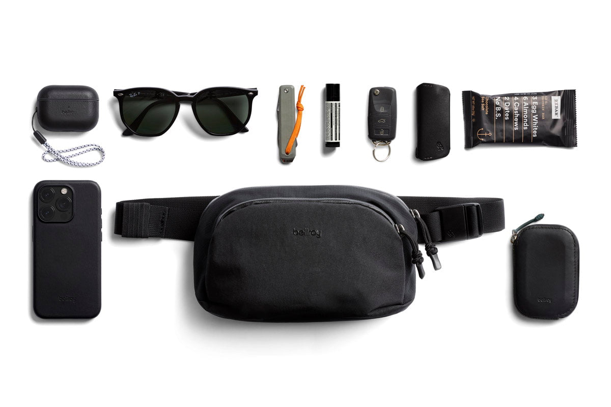 Bellroy Venture Hip Pack 1.5L - Water-Resistant Waist Bag for Travel, Hiking & Everyday Use - Compact Crossbody Fanny Pack with Adjustable Strap (Black)