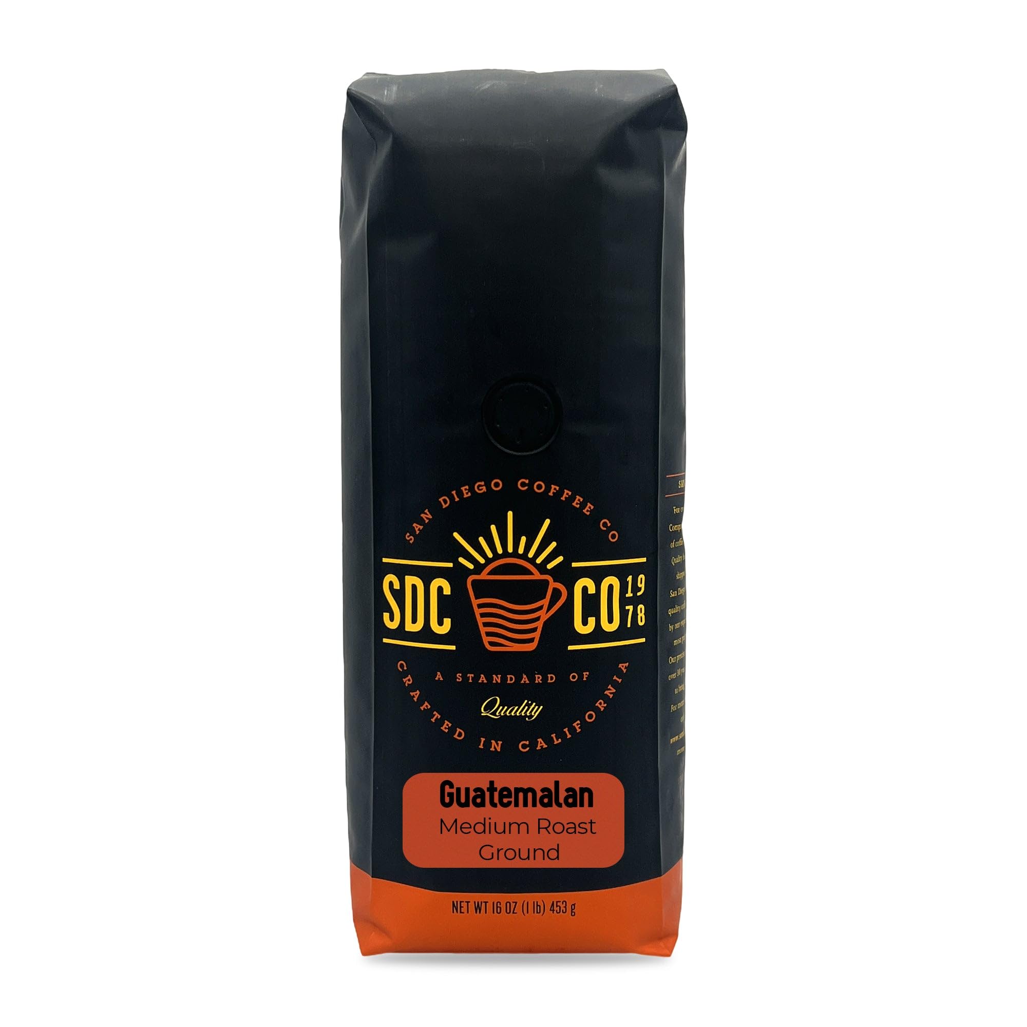 Guatemalan Medium Roast Ground Coffee - 16-Ounce Bag of Premium San Diego Roasted Coffee Beans | Perfect for Home Brewing, Office Use & Gifts