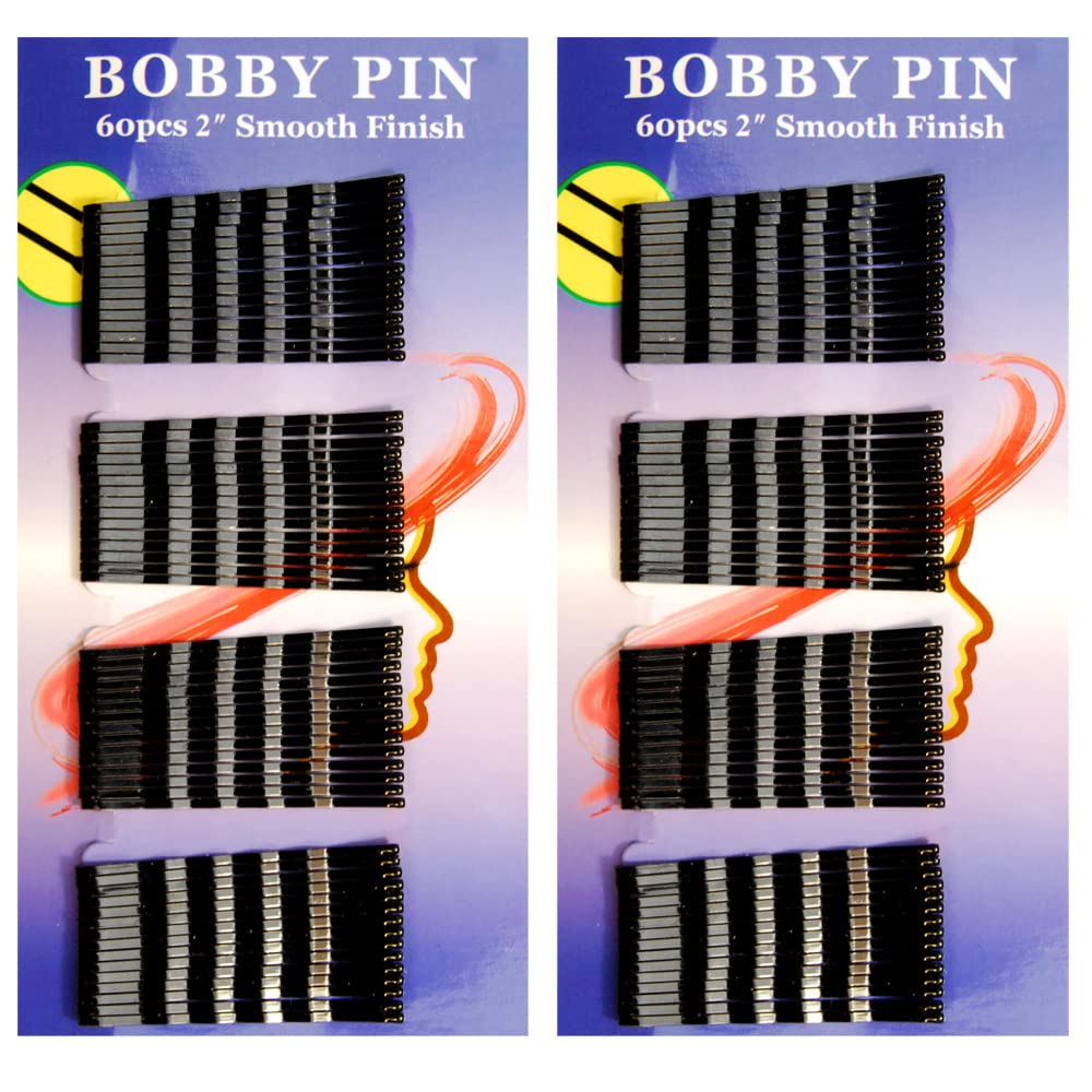 Bobby Pins Black - 120 Count 2 Inch Smooth Finish Hair Pins for Women, Girls & Kids - Strong Hold for All Hair Types - Perfect for Buns, Updos, Braids & Everyday Hairstyles
