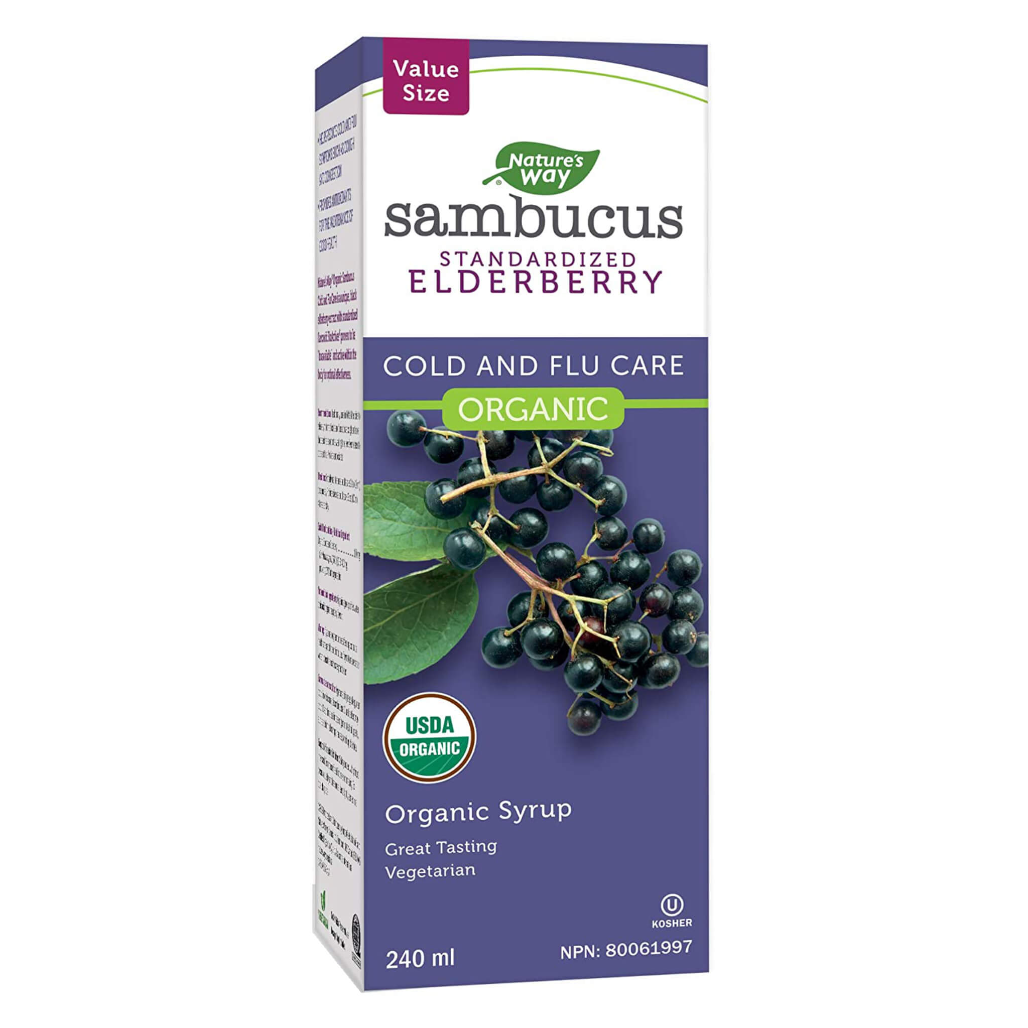 Organic Sambucus Elderberry Syrup for Cold & Flu Relief - Immune Support Supplement for Adults & Kids - Perfect for Daily Wellness & Seasonal Defense