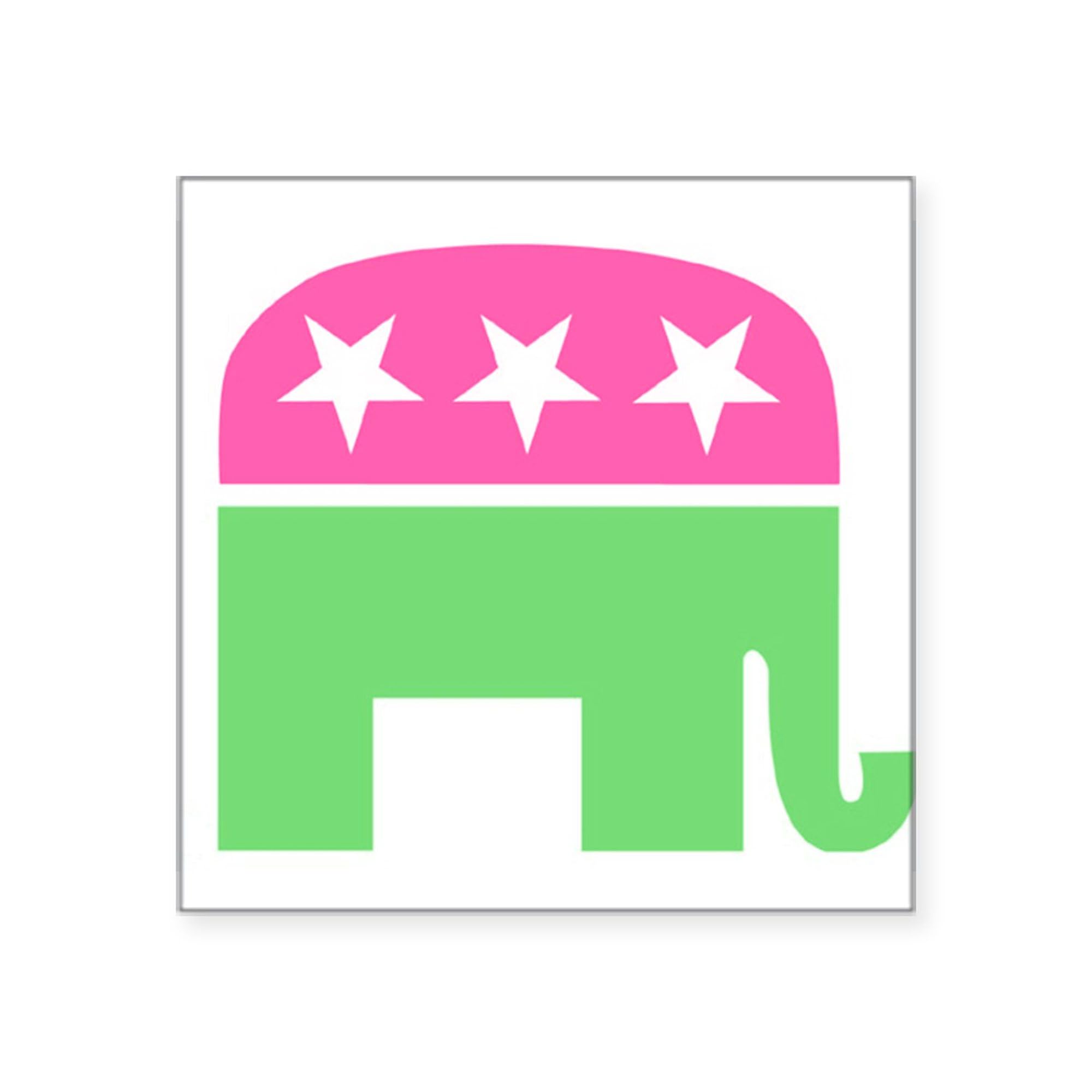 Preppy Elephant Oval & Square Bumper Stickers - Waterproof Vinyl Car Decals for Laptops, Cars, Windows - Fun Decorative Stickers for College Dorm, Office, Gifts
