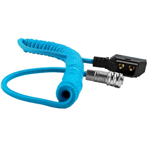 Kondor Blue Coiled D-Tap to 2-Pin Power Cable for Blackmagic Pocket Cinema Camera 6K/4K - Durable Flexible Power Cord for On-Set Filmmaking & Studio Lighting (Blue)