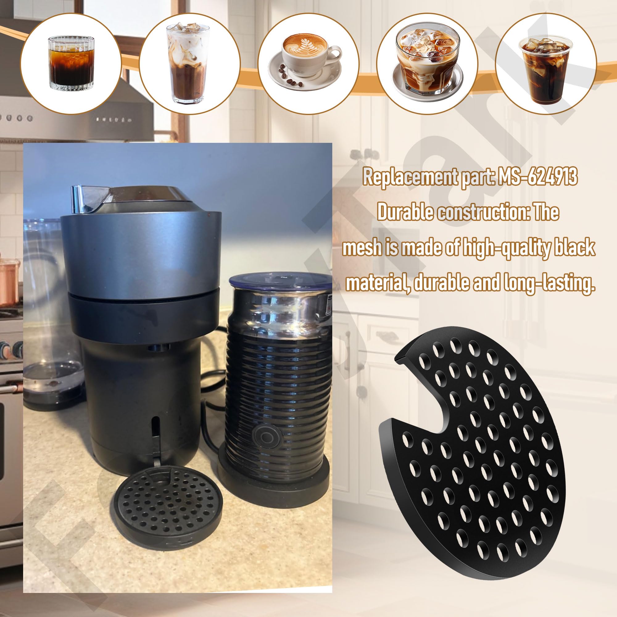 Krups Nespresso Vertuo Next Drip Tray Grid - Black Coffee Maker Accessory for Vertuo Next Grinder & Machine | Perfect for Countertop Organization & Spill Prevention
