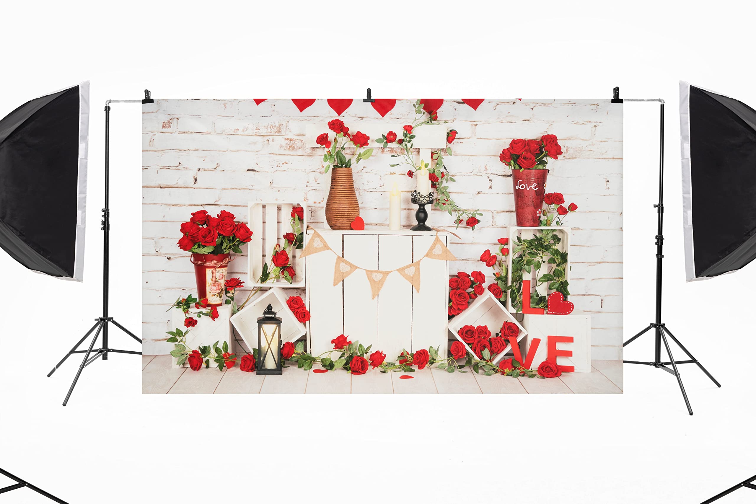 Kate Valentine Photo Backdrop - 20x10ft Heart Print Fabric Backdrop for Valentine's Day, Birthday Party Decorations | Perfect for Wedding, Baby Shower & Holiday Photo Booths