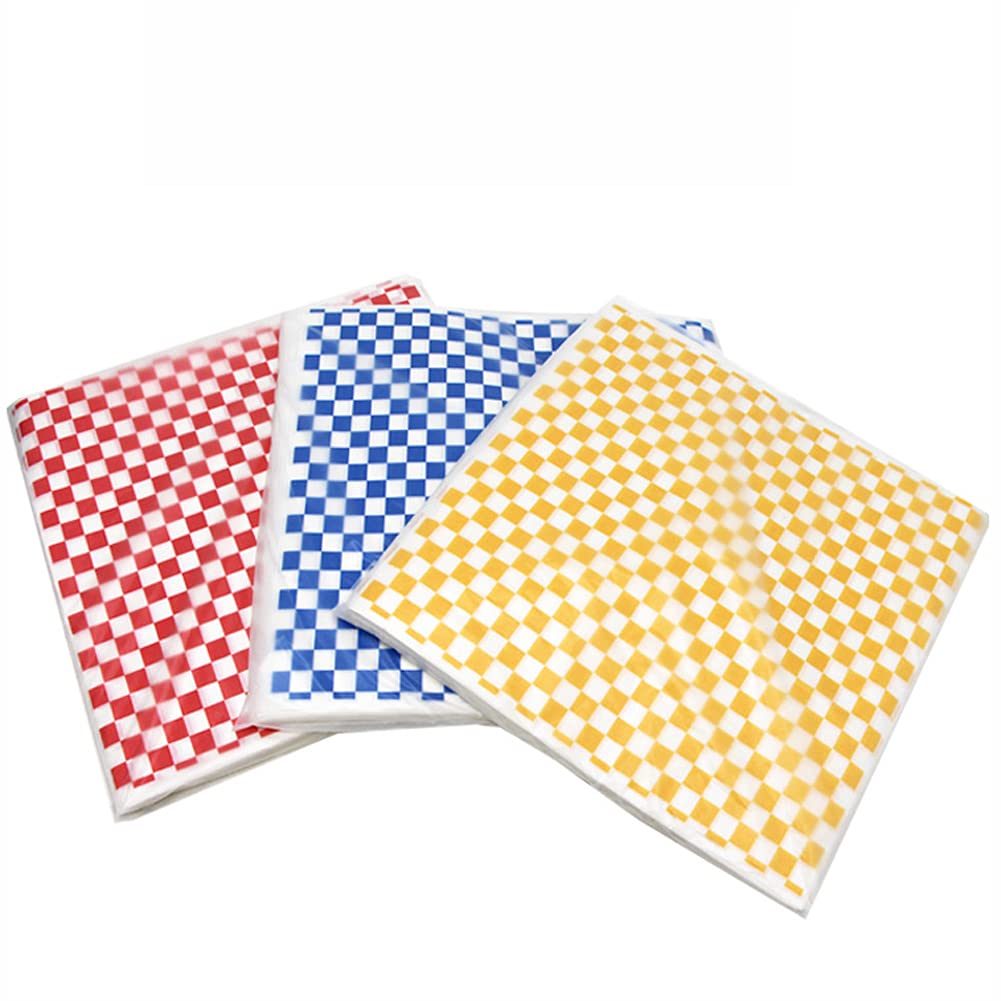 100 Sheets Red and White Checkered Wax Paper - Grease Resistant Food Wrap for Bread, Sandwiches, Deli Meats & Bakery Goods | Perfect for Picnics, Lunchboxes & Party Platters