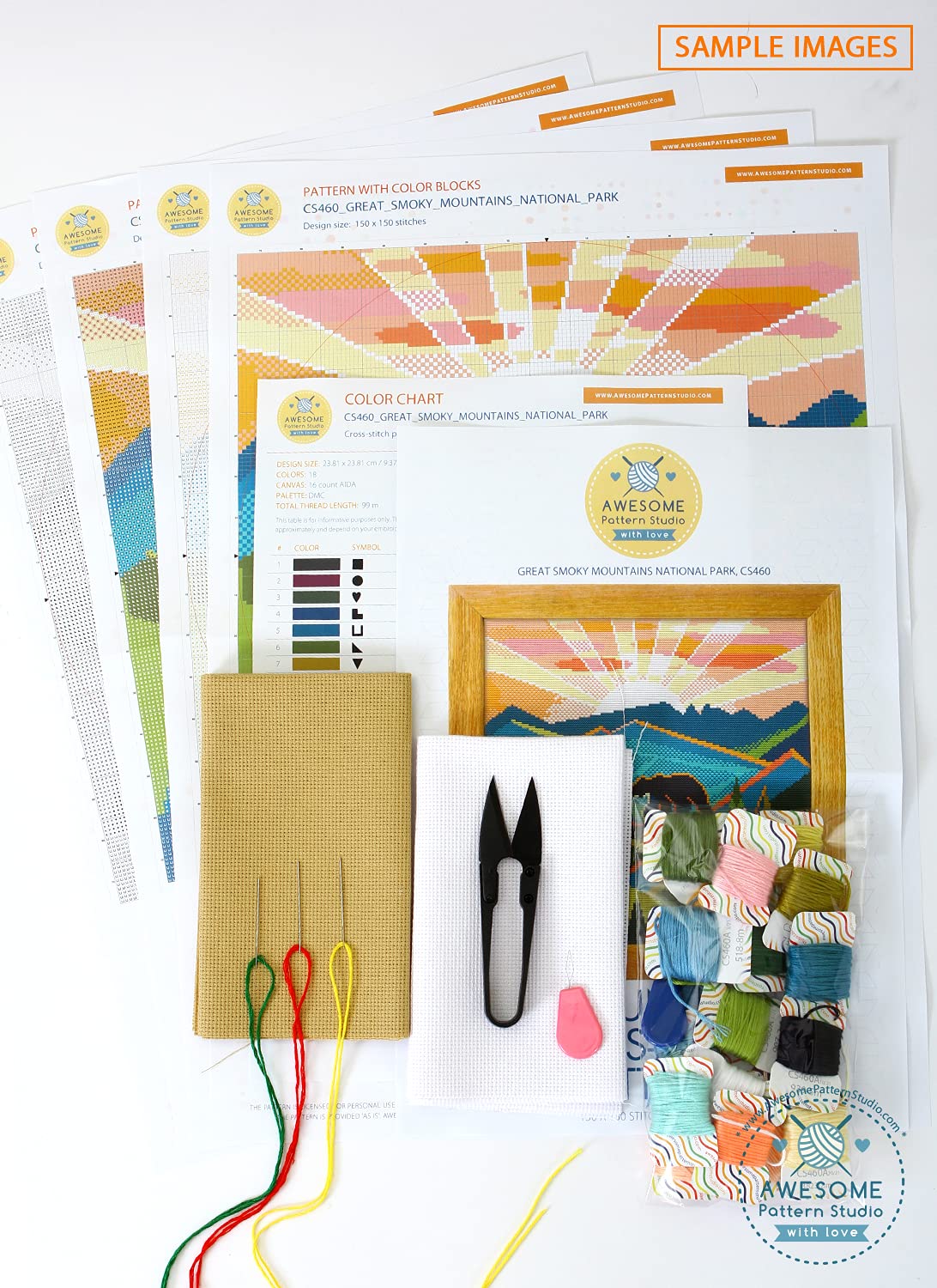 Amman K830 Complete Cross Stitch Kit with Threads, Needles, Fabric, Clippers & Needle Threader - Premium Embroidery Starter Set for Beginners & Experts - Perfect for DIY Home Decor, Gifts & Craft Projects