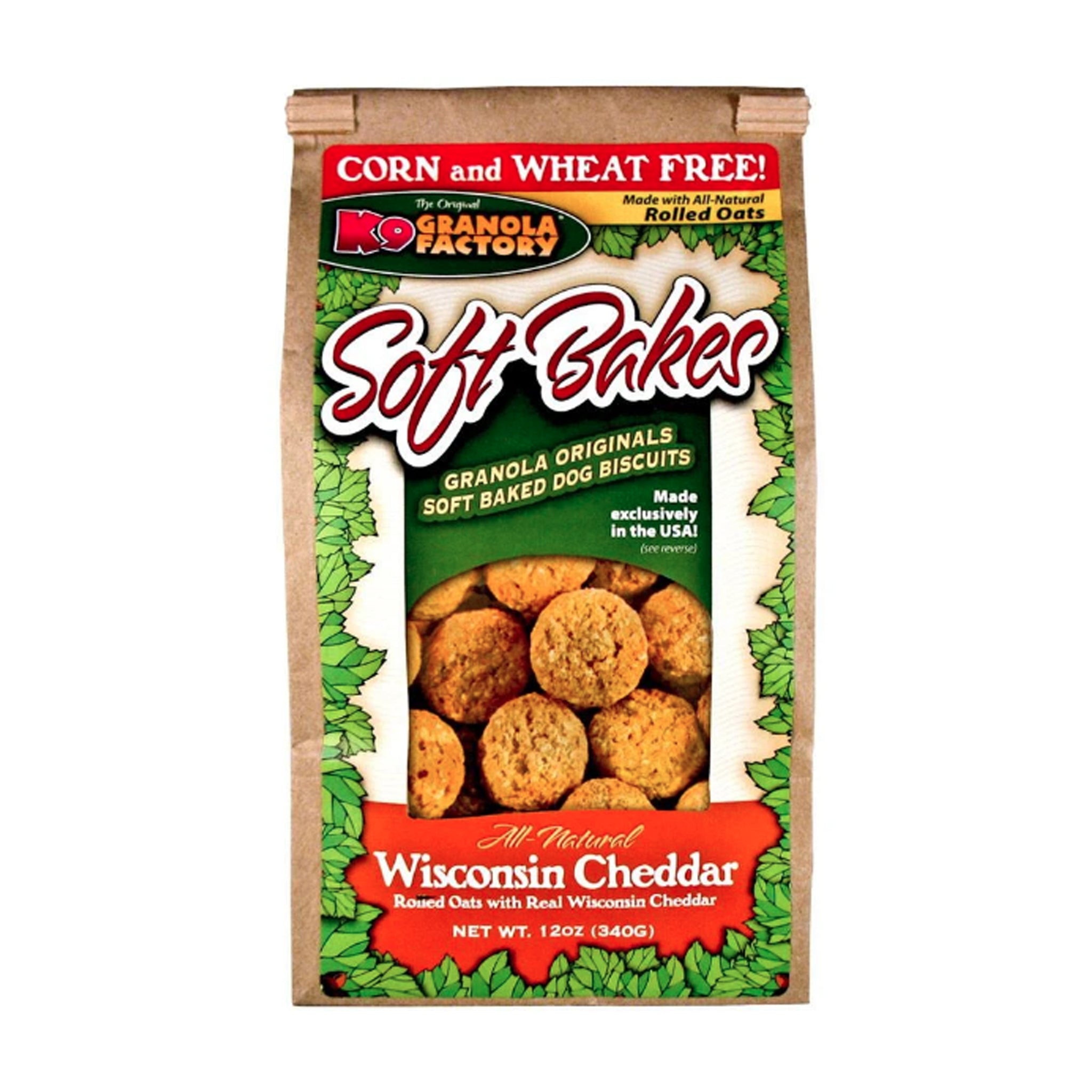 K9 Granola Factory Soft Baked Dog Treats - Wisconsin Cheddar Flavor | Healthy & Natural Snacks for Training, Rewards & Everyday Use
