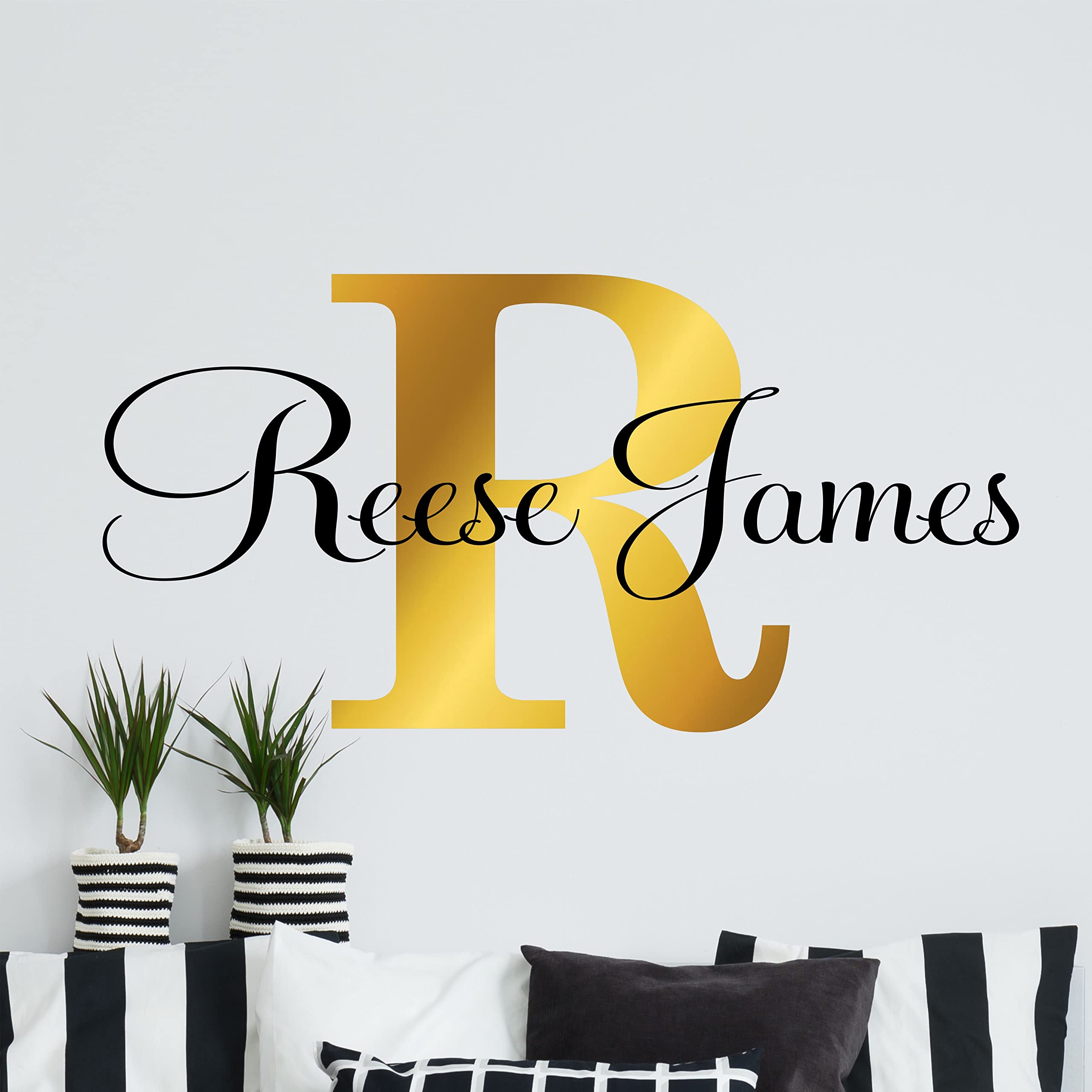 Custom Name Wall Decal Sticker - Personalized Vinyl Wall Art for Nursery, Girls & Boys Room Decor - Baby Monogram Decal (32