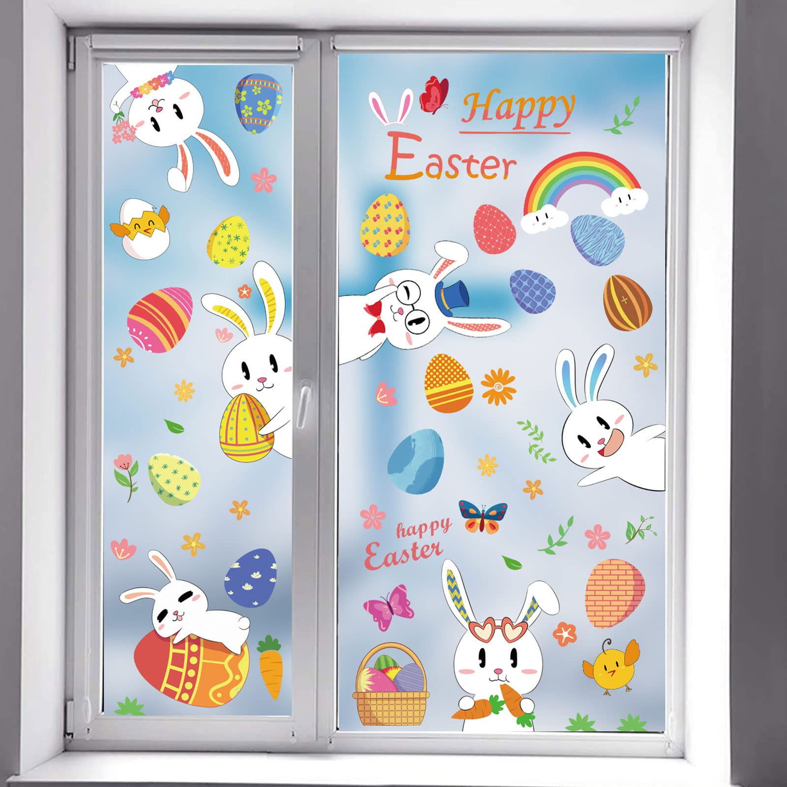 Charlotte Easter Wall Stickers - Set of 9 PVC Self-Adhesive Electrostatic Posters for Easter Decorations - Perfect for Home, Office, Classroom & Party Decor (Style: Sq640)
