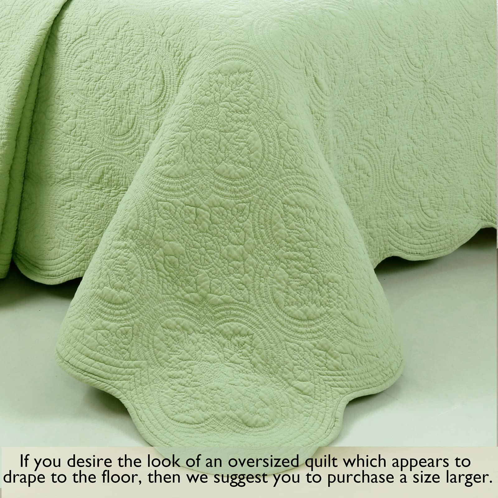 Pure Cotton Quilt Set King Size 3-Piece - Blantyre Green | Soft & Breathable Bedding for All Seasons | Perfect for Master Bedroom & Guest Room