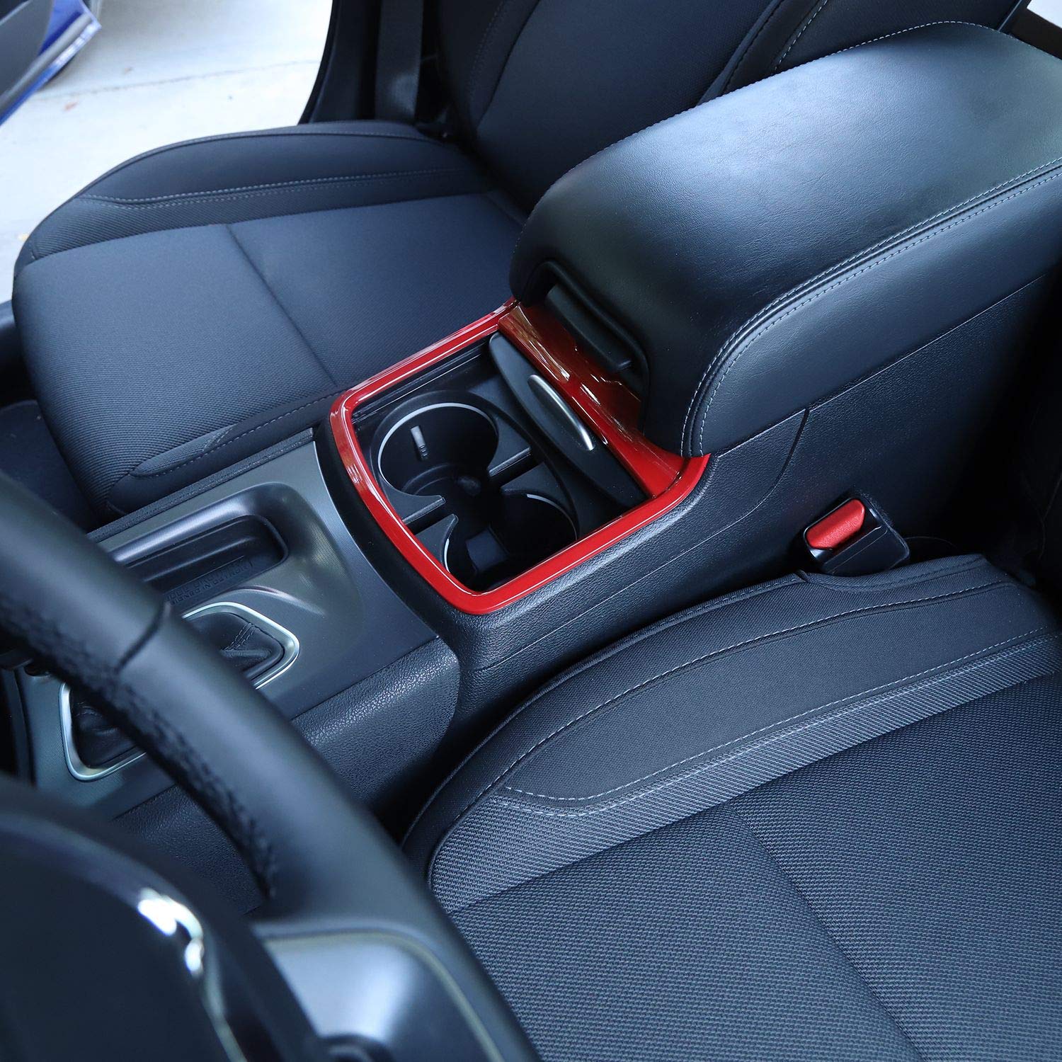 2011-2024 Dodge Charger Center Console Cup Holder Trim - ABS Red Interior Accessory for Enhanced Car Organization | Perfect for Road Trips & Daily Commutes