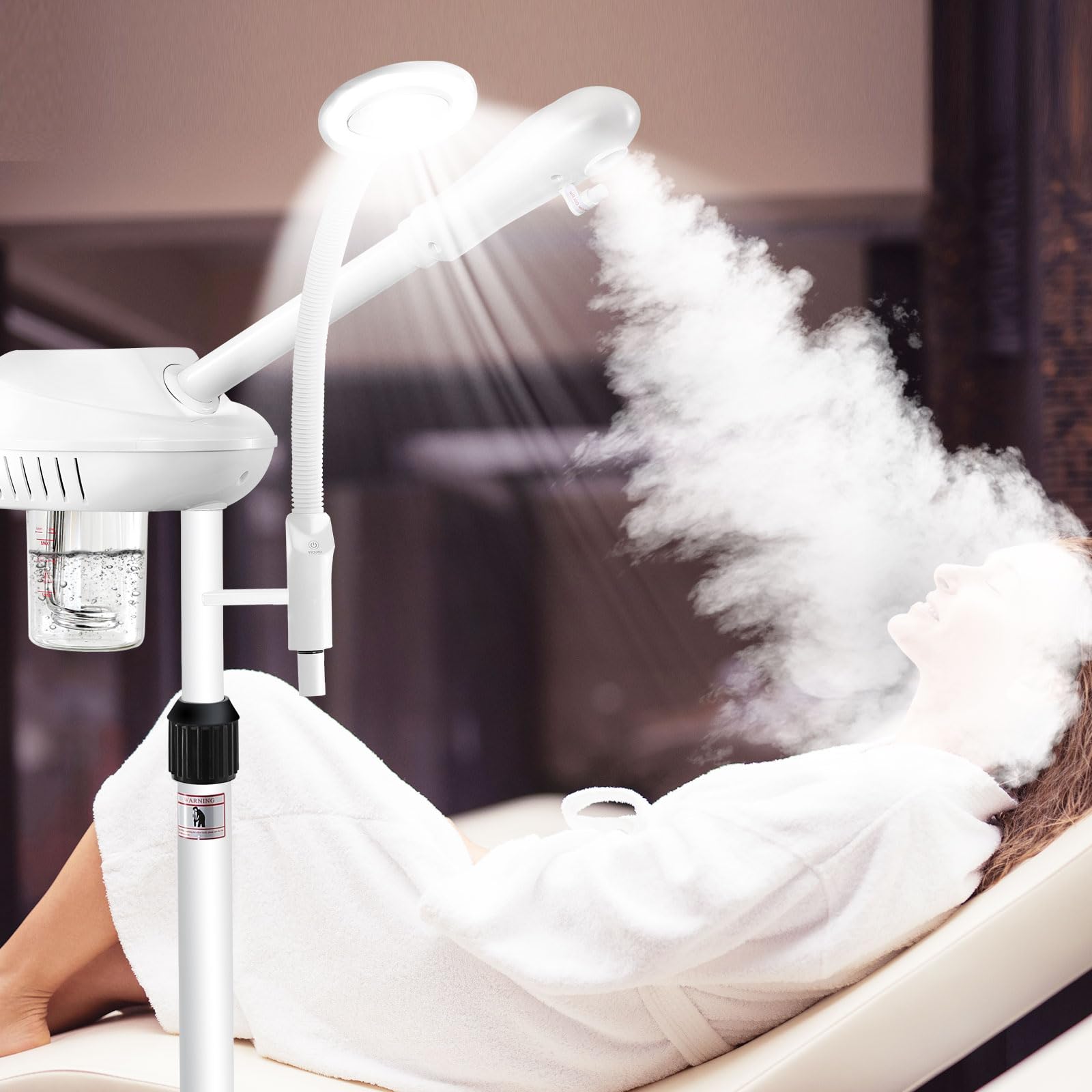 Professional 2-in-1 Facial Steamer & Ozone Humidifier with 5x Magnifier & LED Light - Deep Cleansing, Pore Tightening & Skin Hydration for Home Spa, Beauty Salon & Skincare Routine