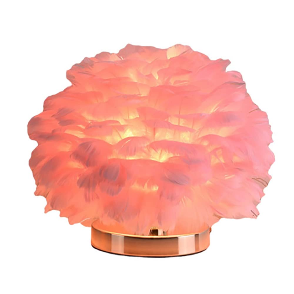 Spotaxe Feather Table Lamp - Artificial Feather Shade LED Desk Light for Bedroom, Night Light | Elegant Home Decor for Bedside, Girls Room & Wedding Decorations | Perfect for Cozy Reading Nooks & Romantic Ambiance