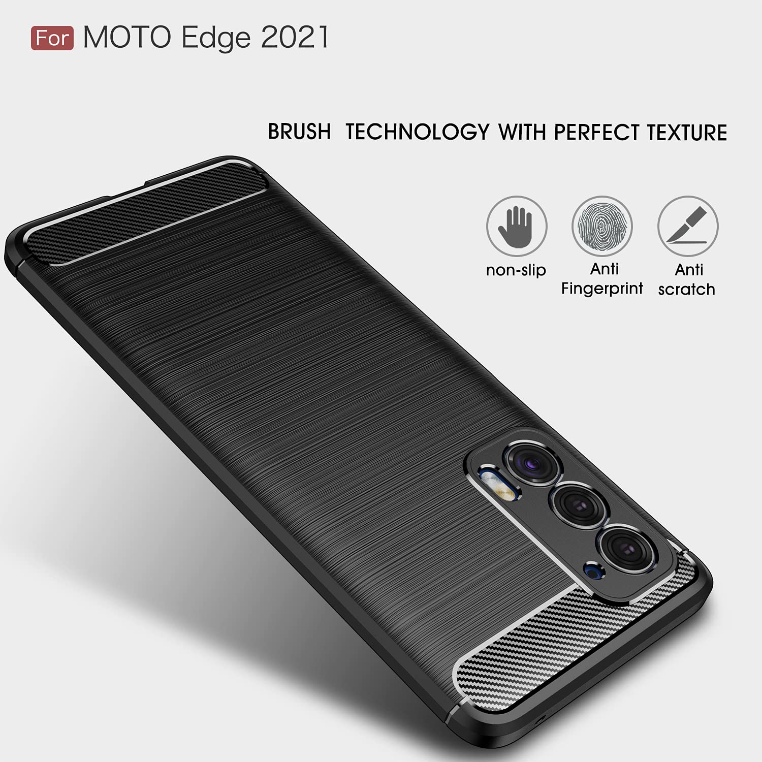 Premium Shockproof Carbon Fiber Case for Motorola Edge 2021 | Slim Protective Cover with Anti-Slip Texture | Perfect for Everyday Use, Travel & Outdoor Activities (Black)