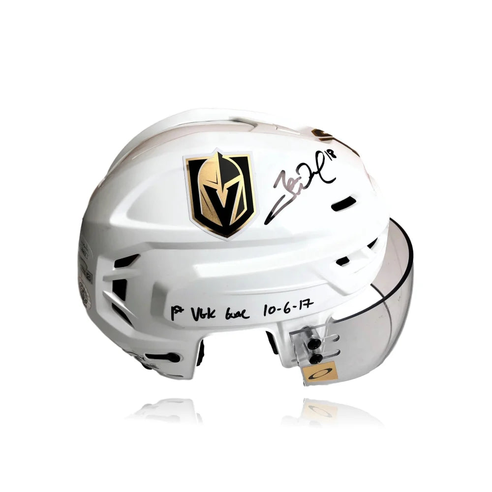 James Neal Autographed Vegas Golden Knights Game-Used Hockey Helmet with 1st Goal Inscription - JSA Certified COA | NHL Memorabilia for Collectors & Fans | Perfect for Display in Man Caves, Sports Bars & Themed Rooms