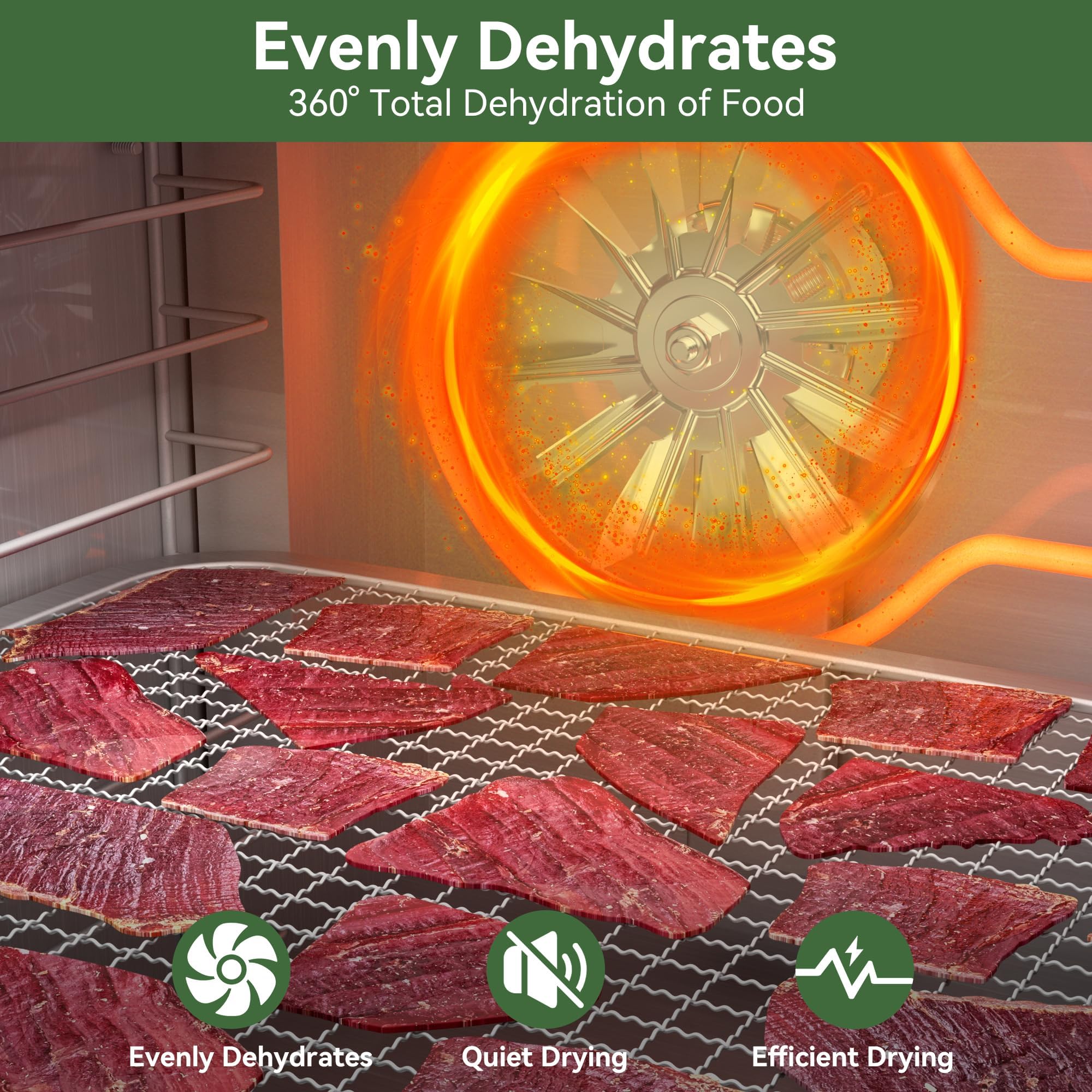 12-Tray Food Dehydrator 600W with Adjustable Temperature (86°F-194°F) & Digital Timer - Quiet Electric Dehydrator for Jerky, Fruits, Vegetables, Herbs, Dog Treats - Perfect for Home Kitchen, Camping, Prepping & Healthy Snacks - Includes Recipe Guide