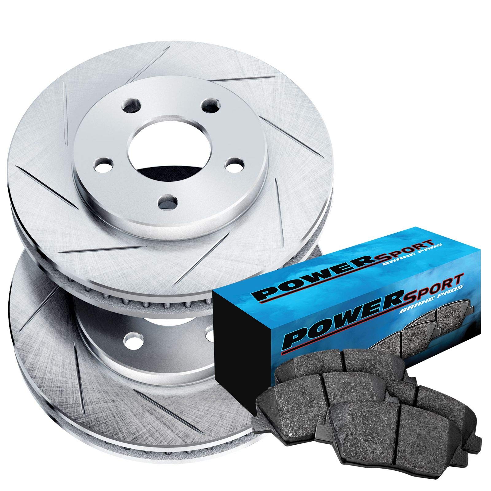 PowerSport Front Brake Pads and Rotors Kit for 2005-2012 Acura RL - Semi-Metallic Braking System - High Performance Replacement Brakes for Smooth Stopping - Perfect for Daily Commuting & Highway Driving