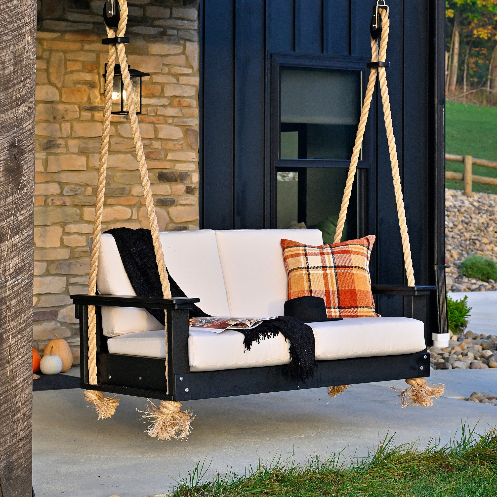 LuxCraft Lanai Deep Seating Loveseat Swing - Outdoor Patio Furniture for Relaxing in Garden, Porch or Backyard