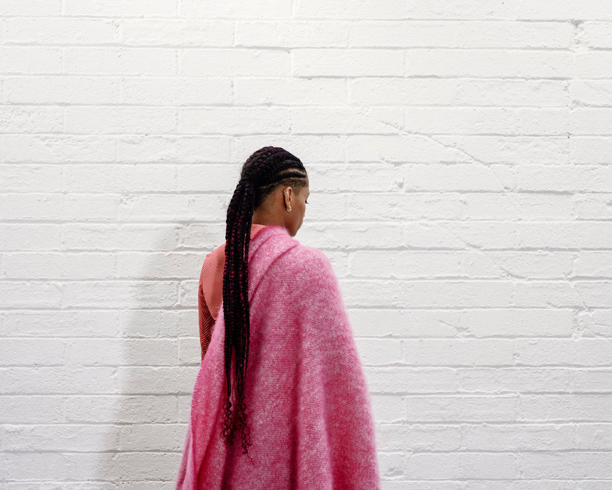 Soft and Cozy Raspberry Mooneen Mohair Throw Blanket - Luxury Knit Wool Blanket for Couch, Bed, Sofa - Perfect for Winter, Home Decor, and Gift Giving